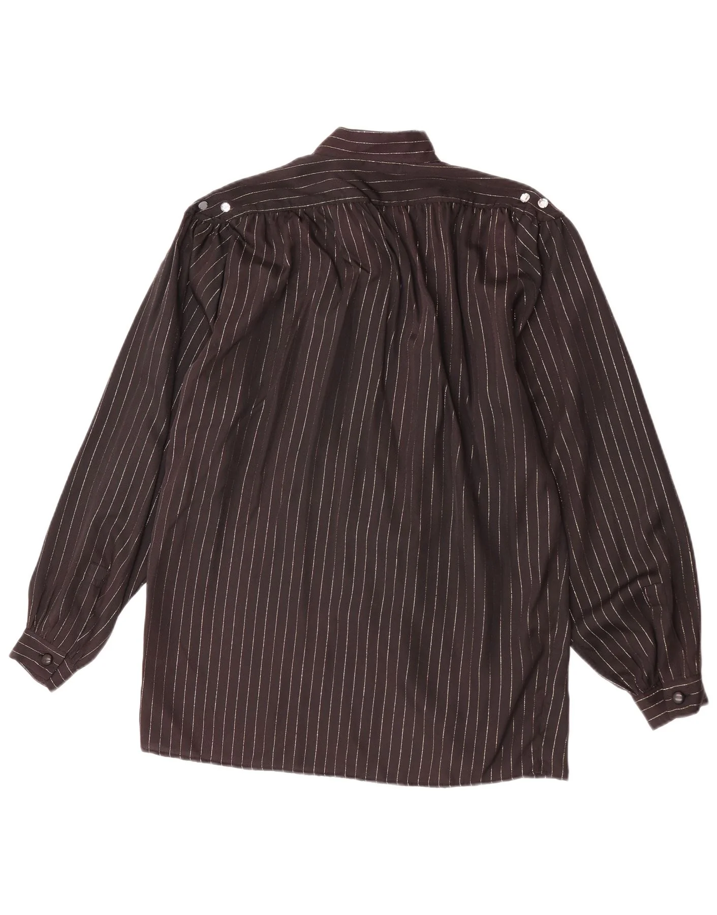 Vintage Womens Shirt Blouse UK 14 Medium Black Pinstripe - Image 2