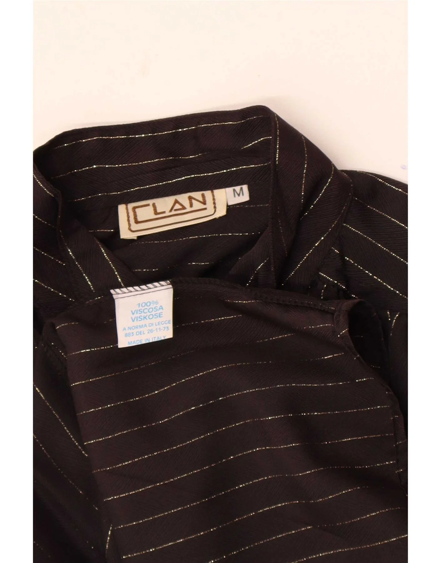 Vintage Womens Shirt Blouse UK 14 Medium Black Pinstripe - Image 3