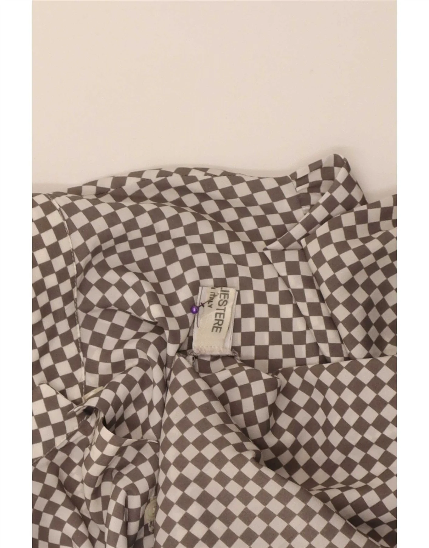 Vintage Womens Shirt Blouse UK 16 Large Grey Geometric Polyester - Image 3