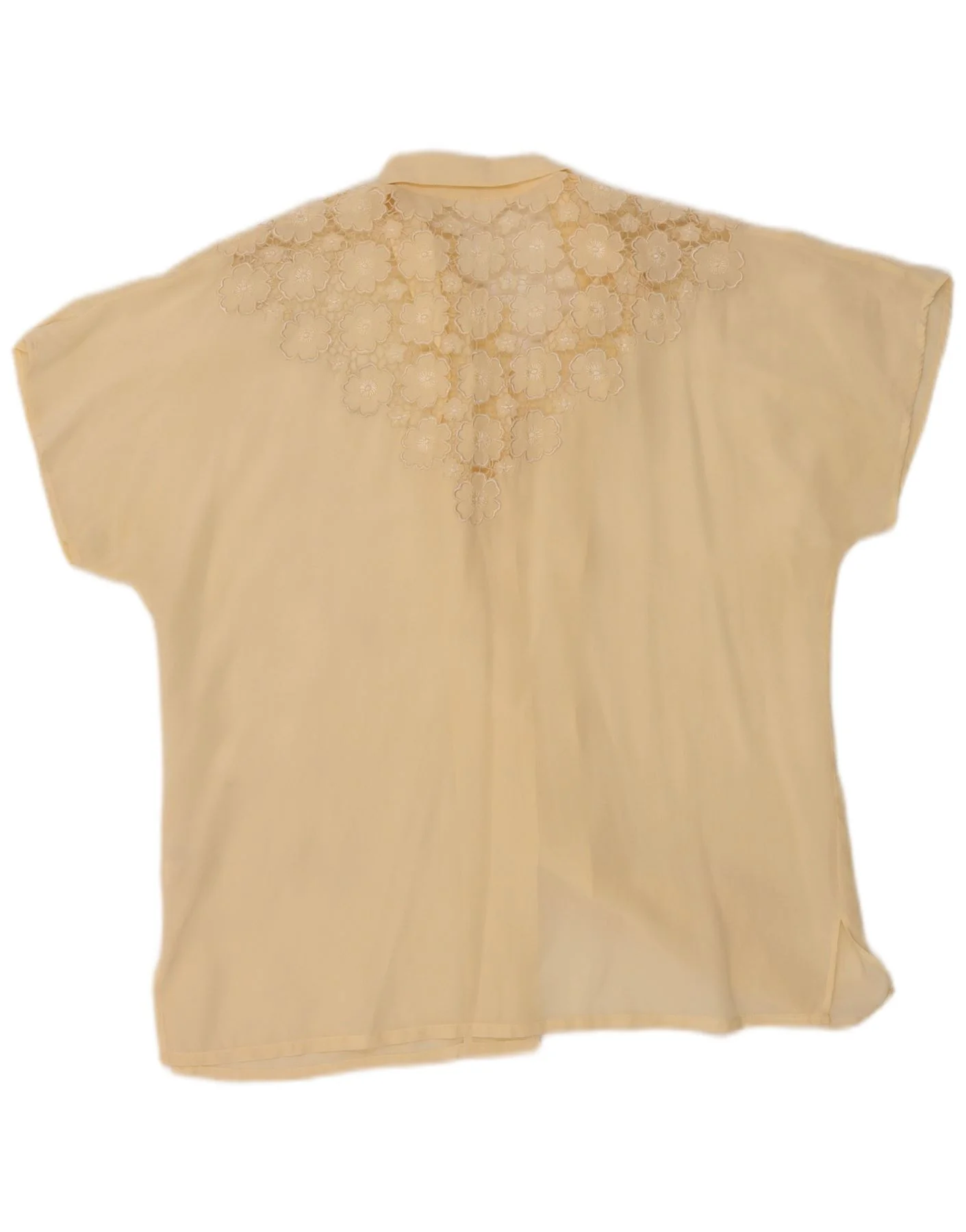 Vintage Womens Short Sleeve Shirt Blouse IT 44 Medium Off White Floral Silk - Image 2