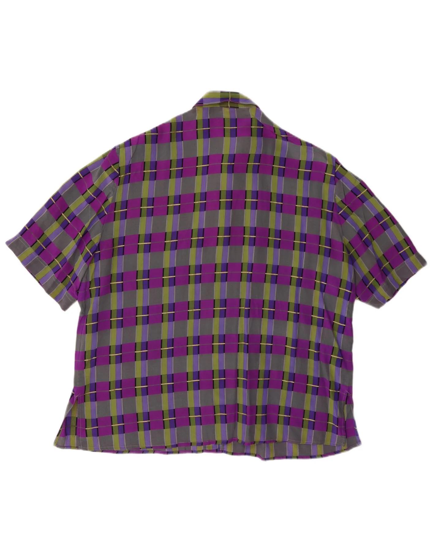 Vintage Womens Short Sleeve Shirt Blouse UK 14 Large Multicoloured Plaid - Image 2