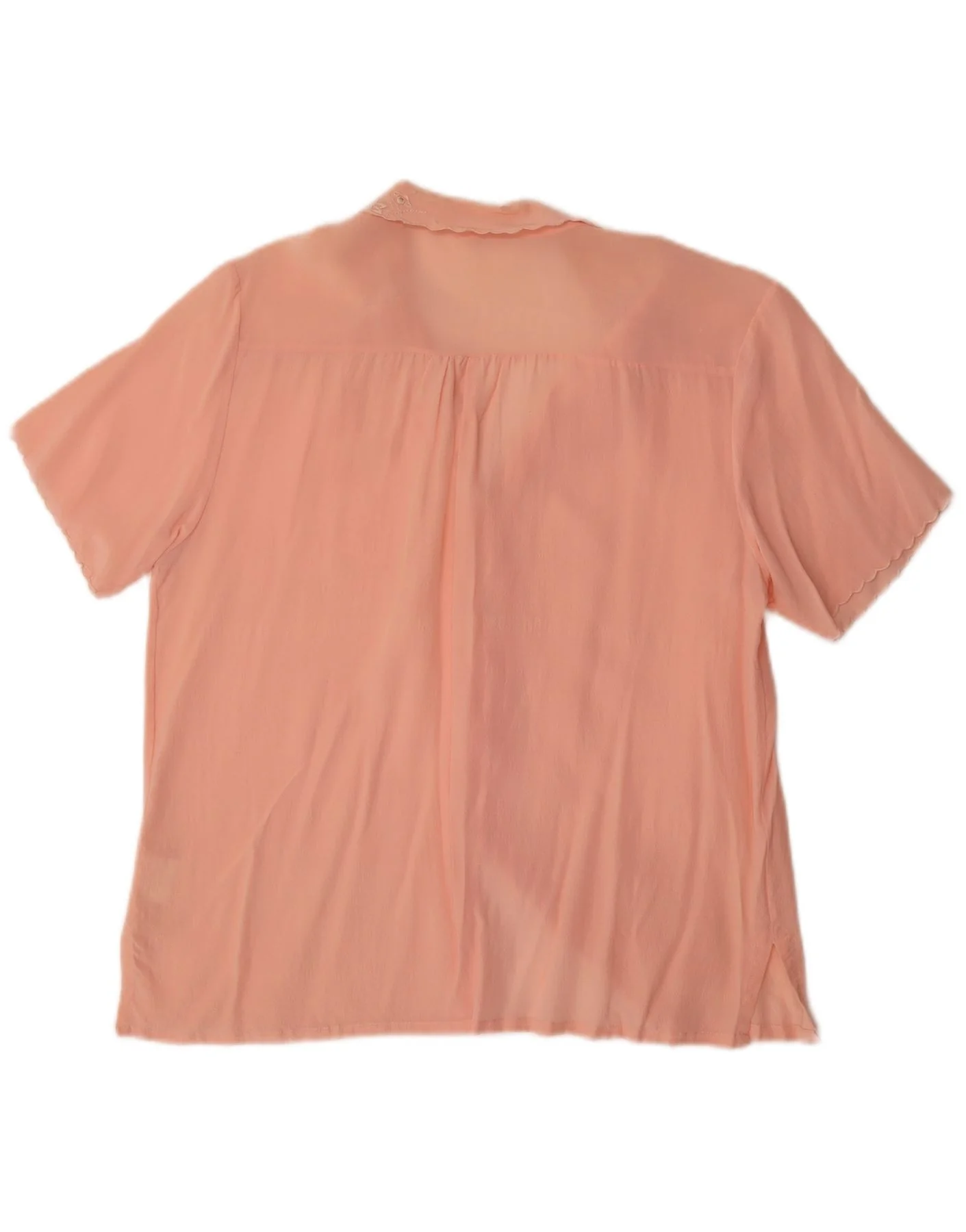 Vintage Womens Short Sleeve Shirt Blouse UK 14 Medium Pink Silk - Image 2