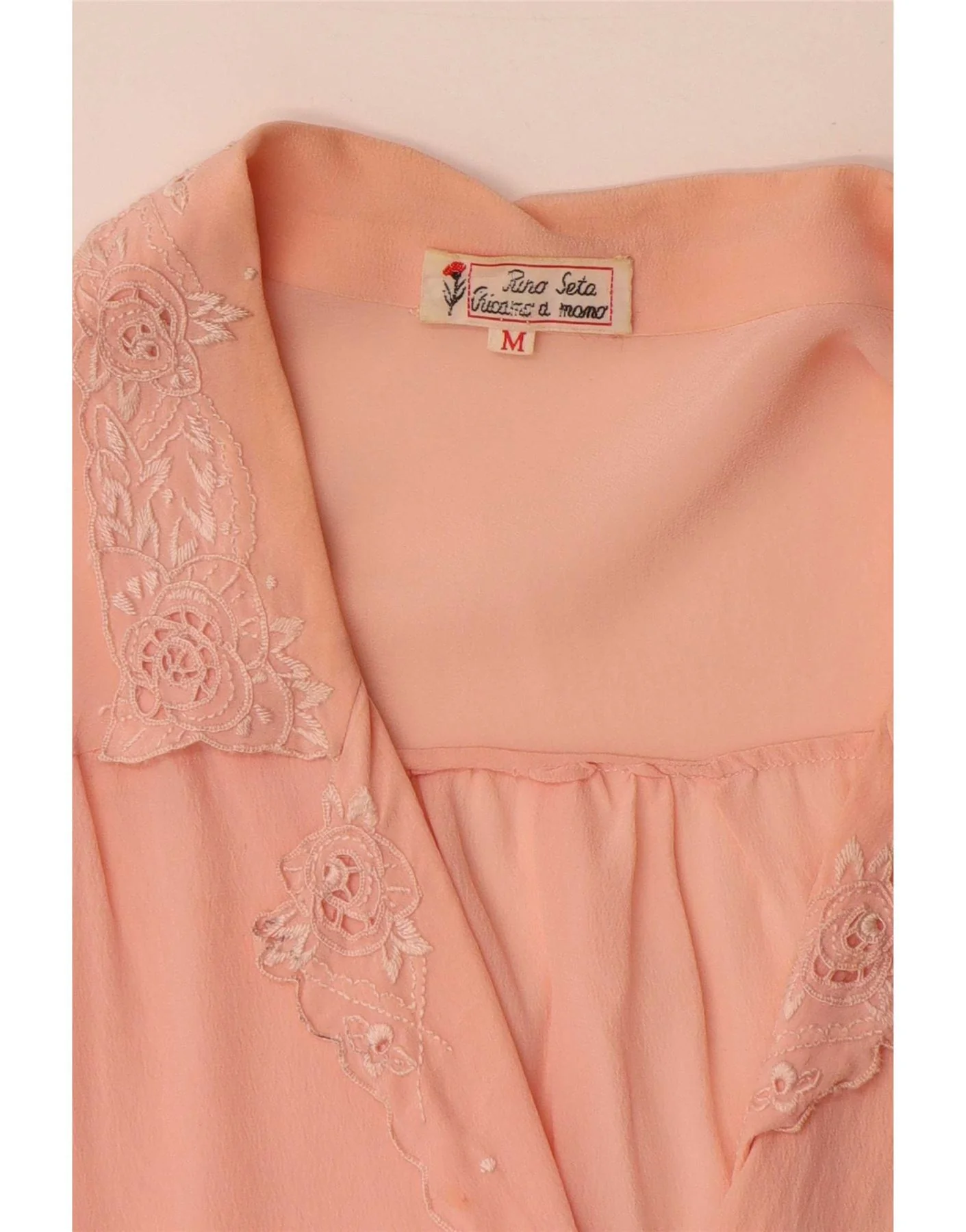 Vintage Womens Short Sleeve Shirt Blouse UK 14 Medium Pink Silk - Image 3
