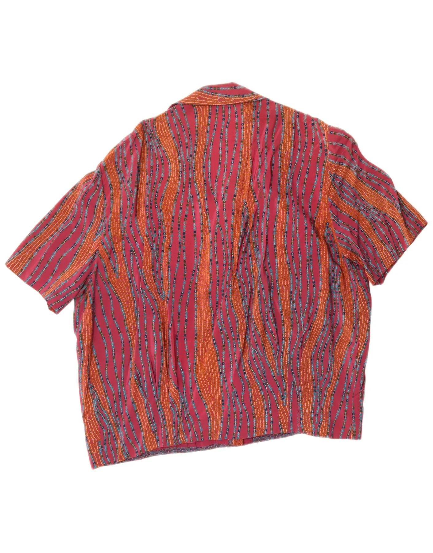 Vintage Womens Short Sleeve Shirt Blouse UK 16 Large Red Striped - Image 2