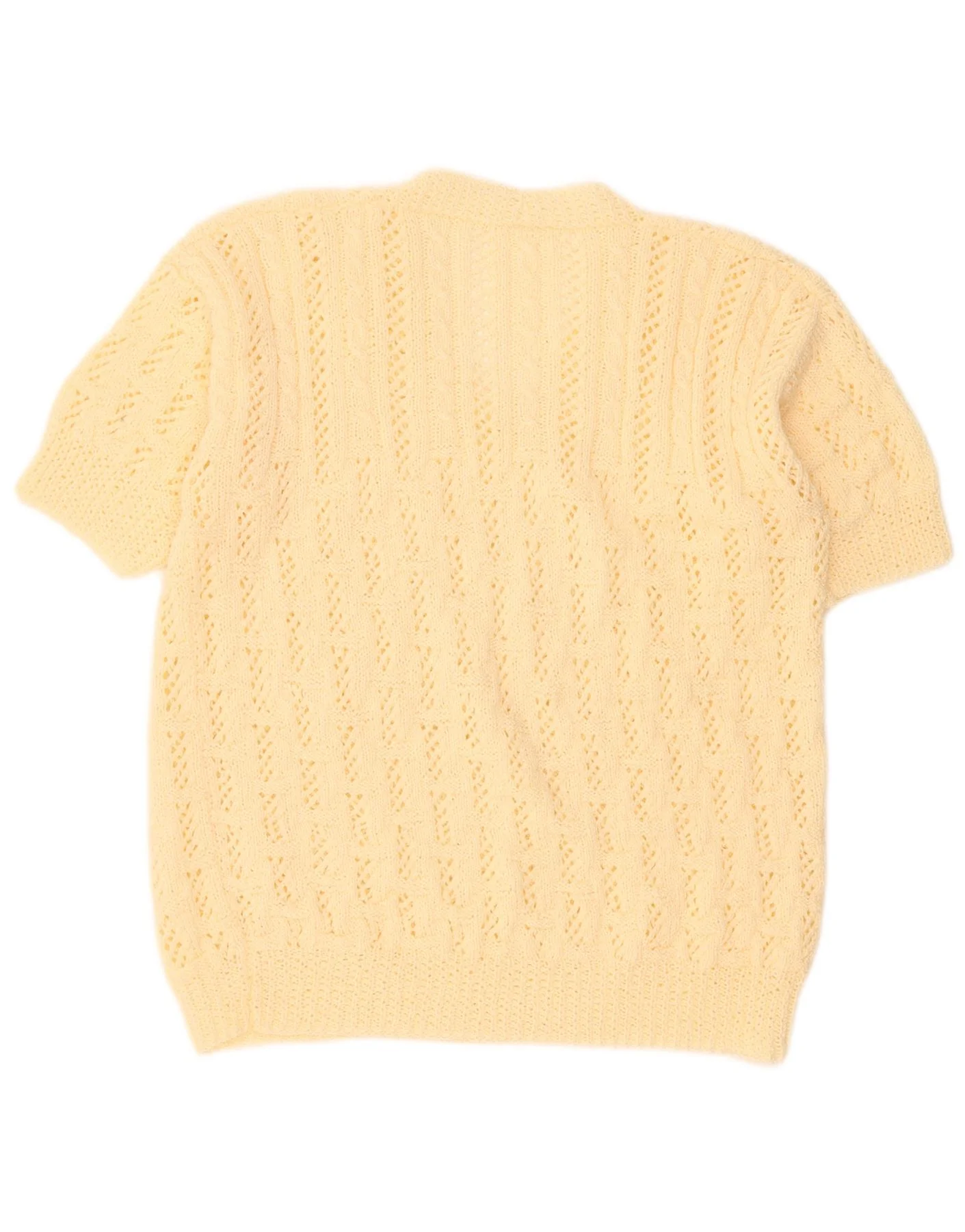 Vintage Womens Short Sleeve V-Neck Jumper Sweater UK 18 XL Beige - Image 2