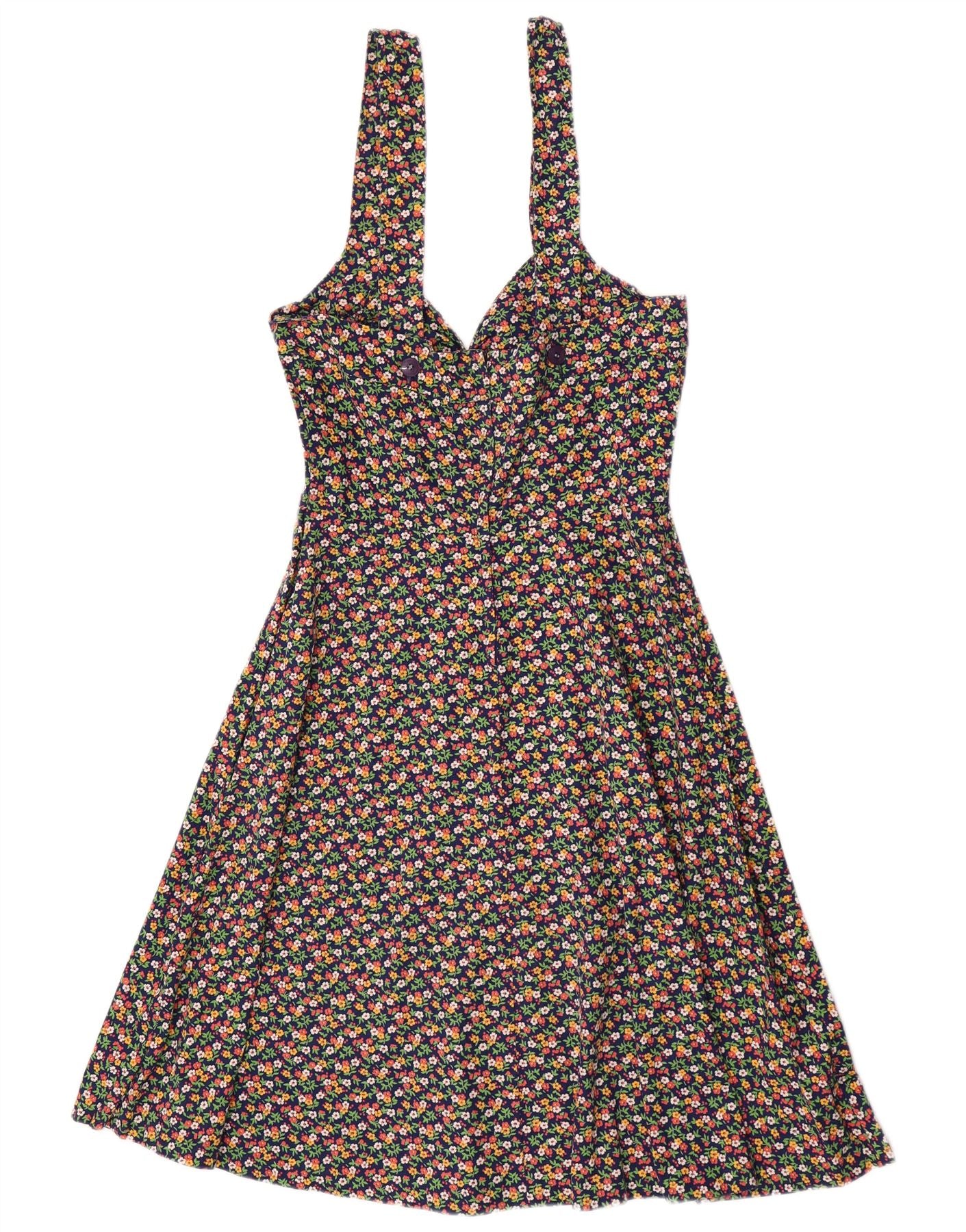 Vintage Womens Sleeveless A-Line Dress UK 12 Medium Multicoloured Floral - Image 2