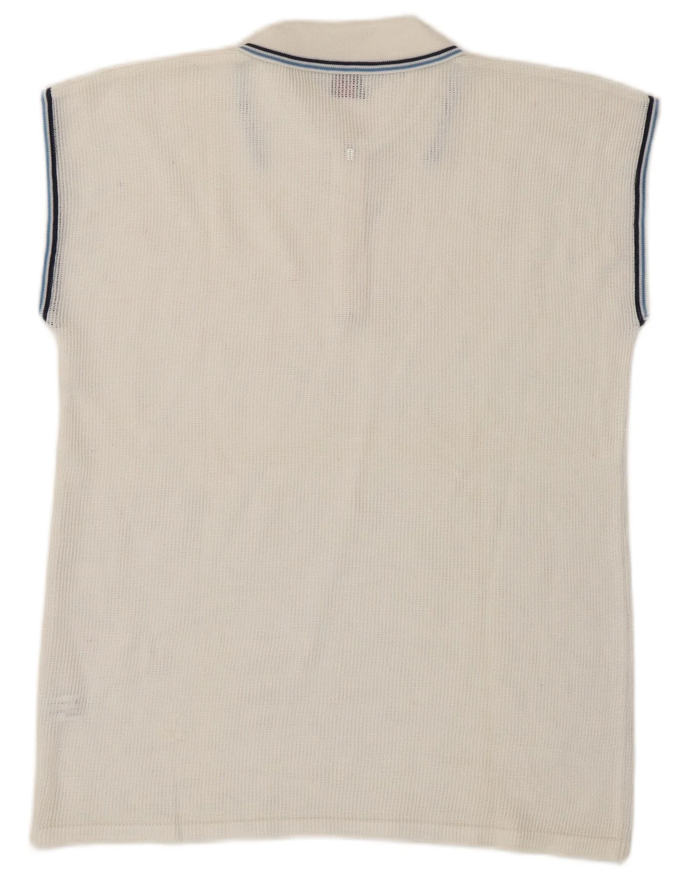 Vintage Womens Sleeveless See Through Polo Shirt UK 14 Medium White Cotton - Image 2