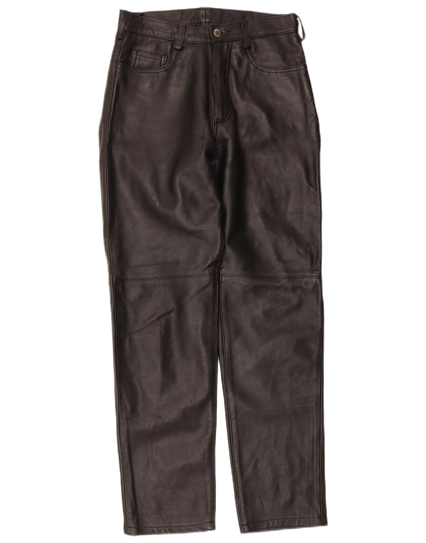 Vintage Womens Straight Leather Trousers UK 14 Large W30 L30 Black