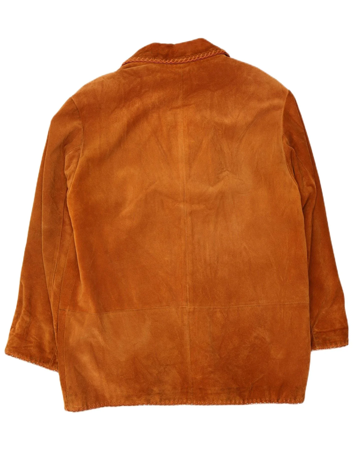 Vintage Womens Suede Overcoat EU 44 XL Beige Leather - Image 2