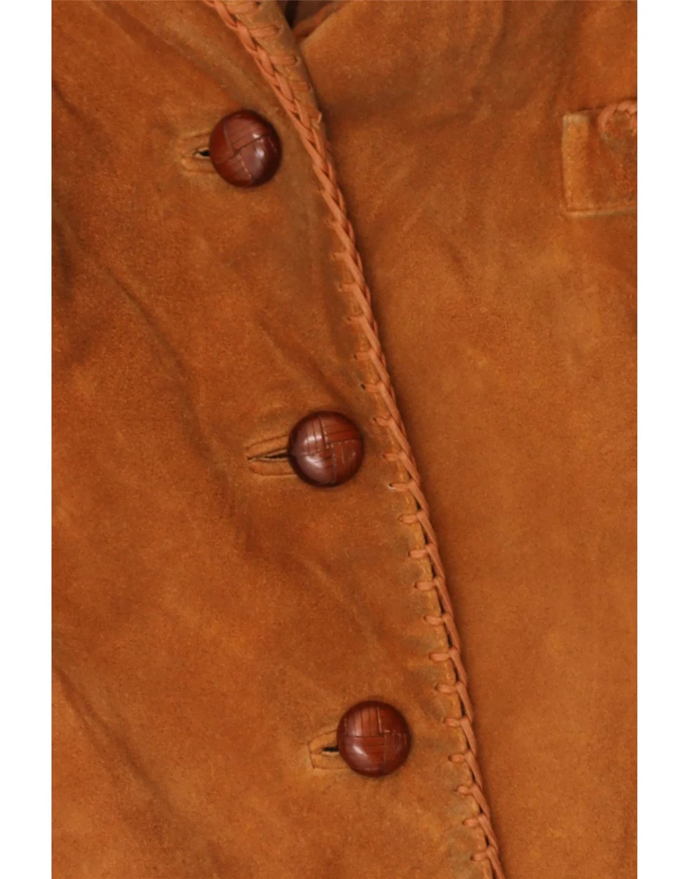Vintage Womens Suede Overcoat EU 44 XL Beige Leather - Image 3