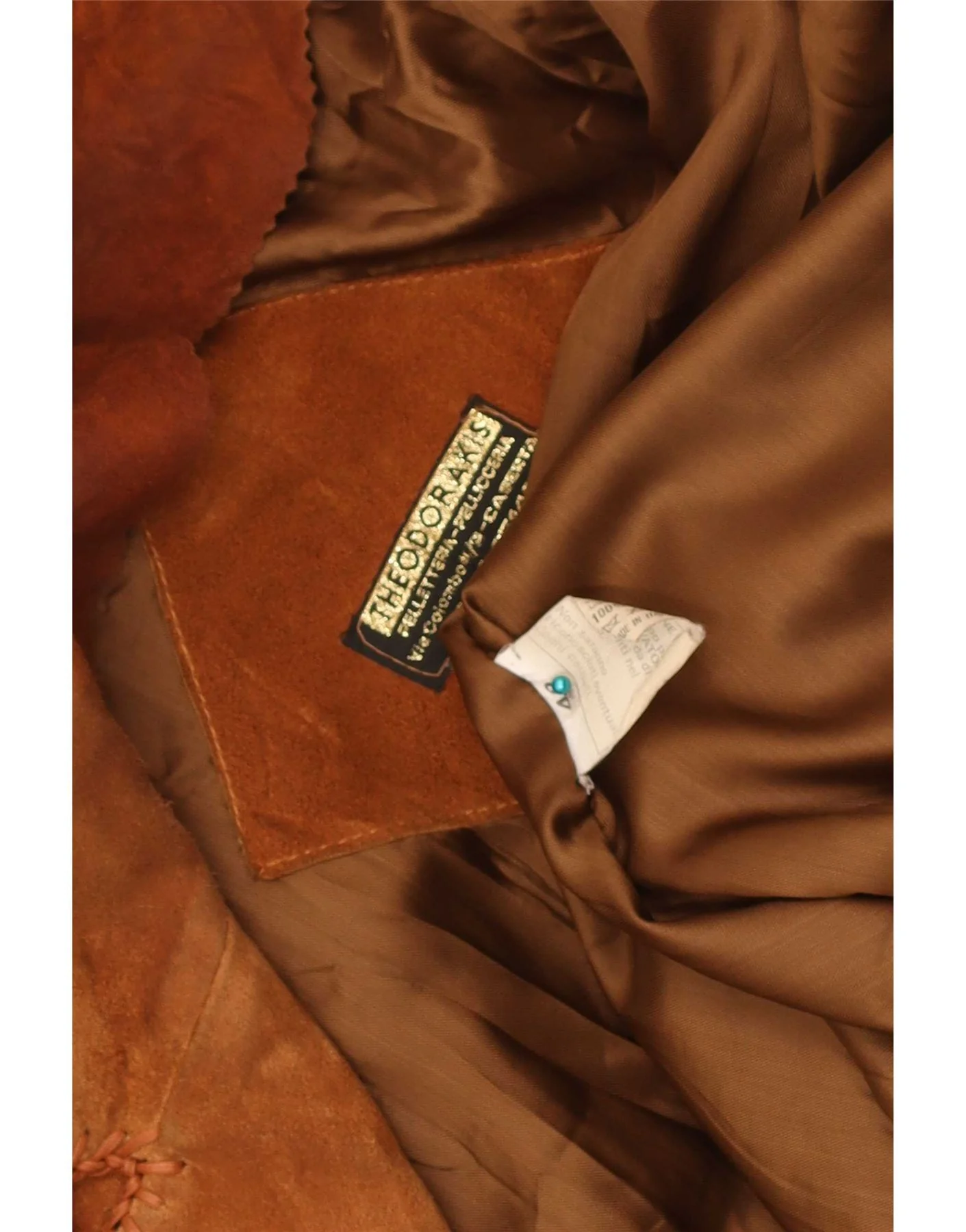 Vintage Womens Suede Overcoat EU 44 XL Beige Leather - Image 4