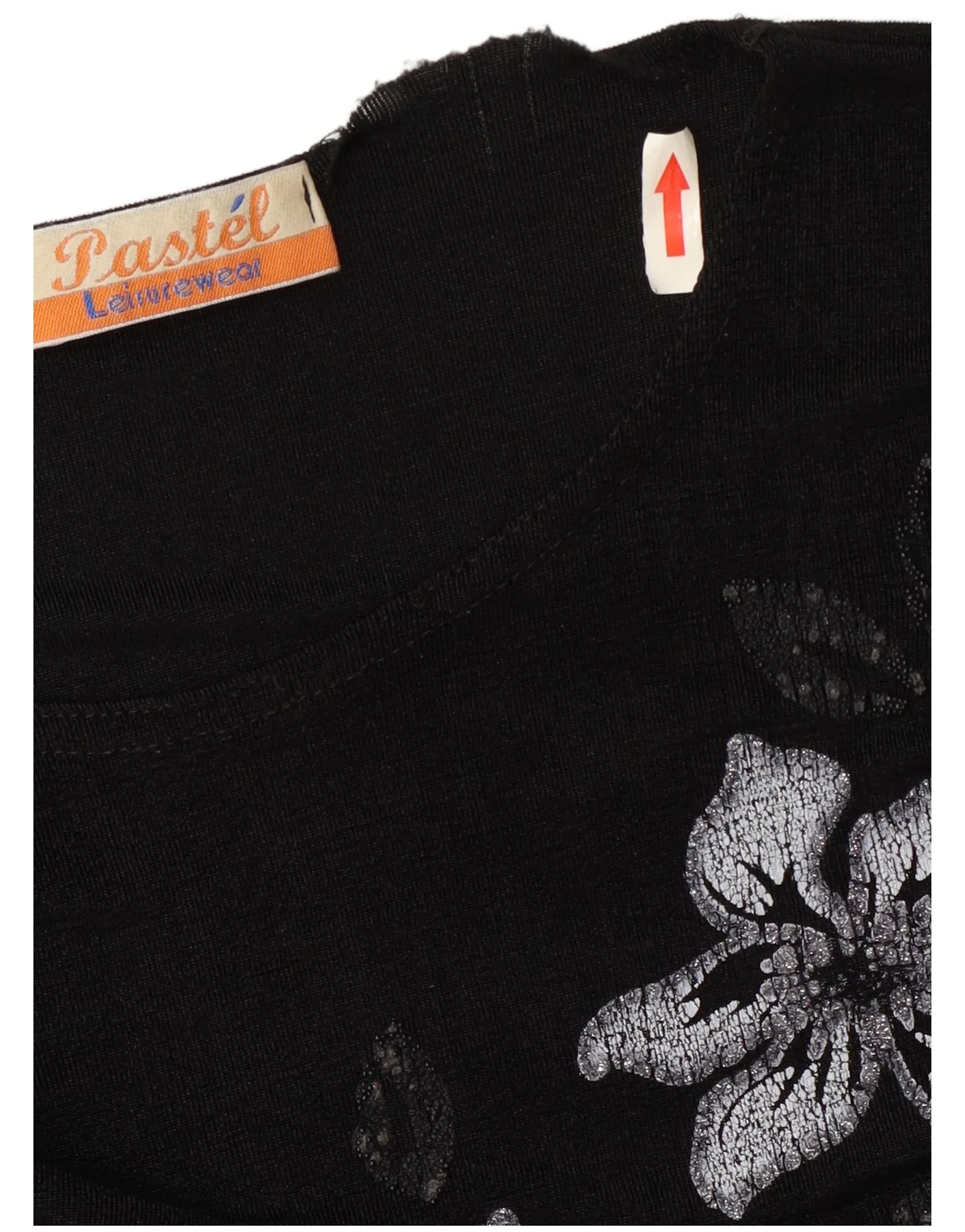 Vintage Womens T-Shirt Top UK 16 Large Black Floral - Image 3