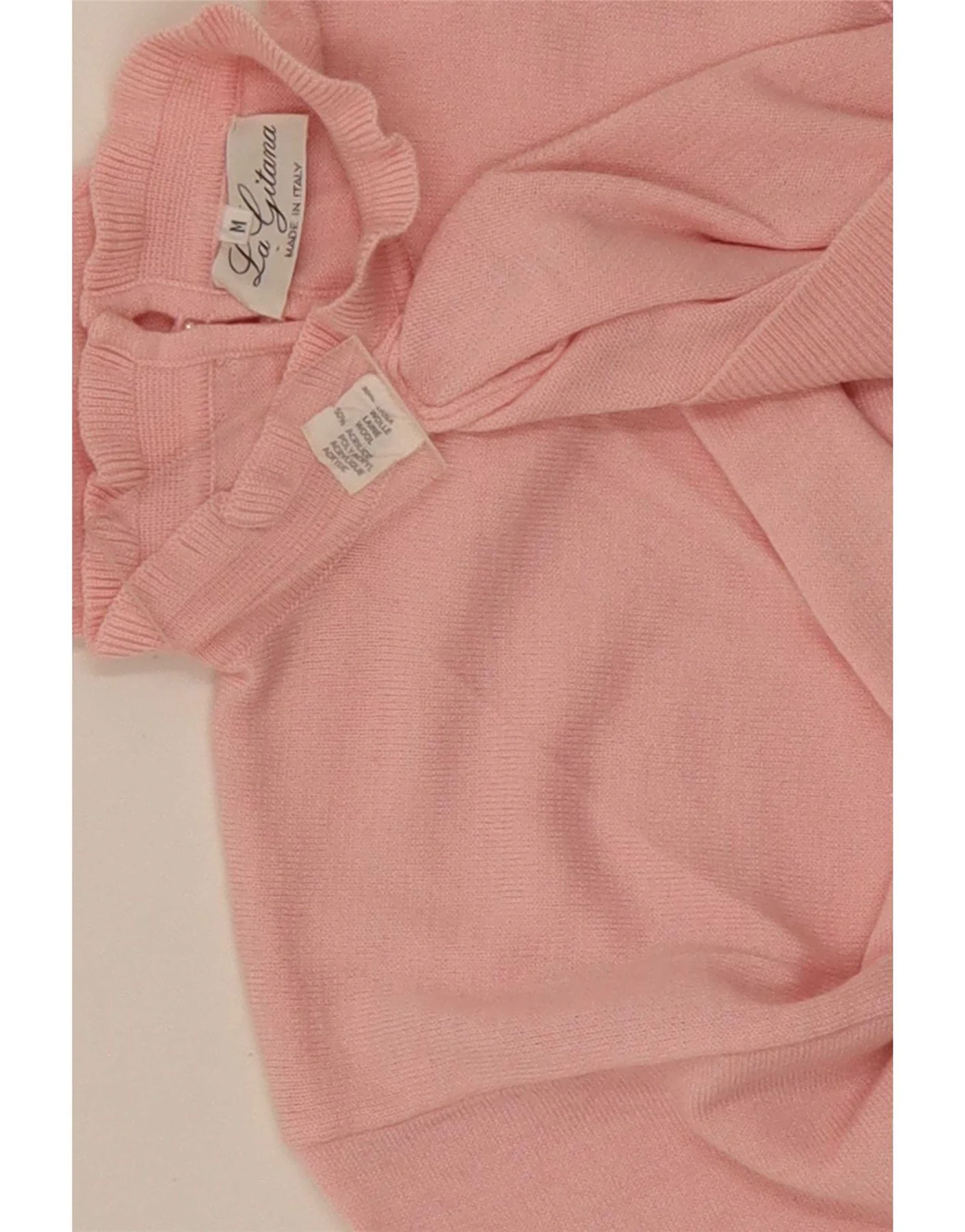 Vintage Womens Turtle Neck Jumper Sweater UK 12 Medium Pink Floral Retro - Image 4