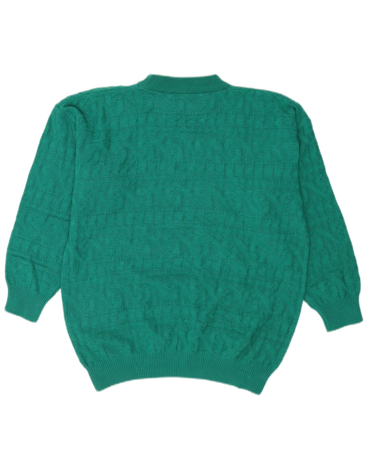 Vintage Womens Turtle Neck Jumper Sweater UK 14 Medium Green Geometric - Image 2