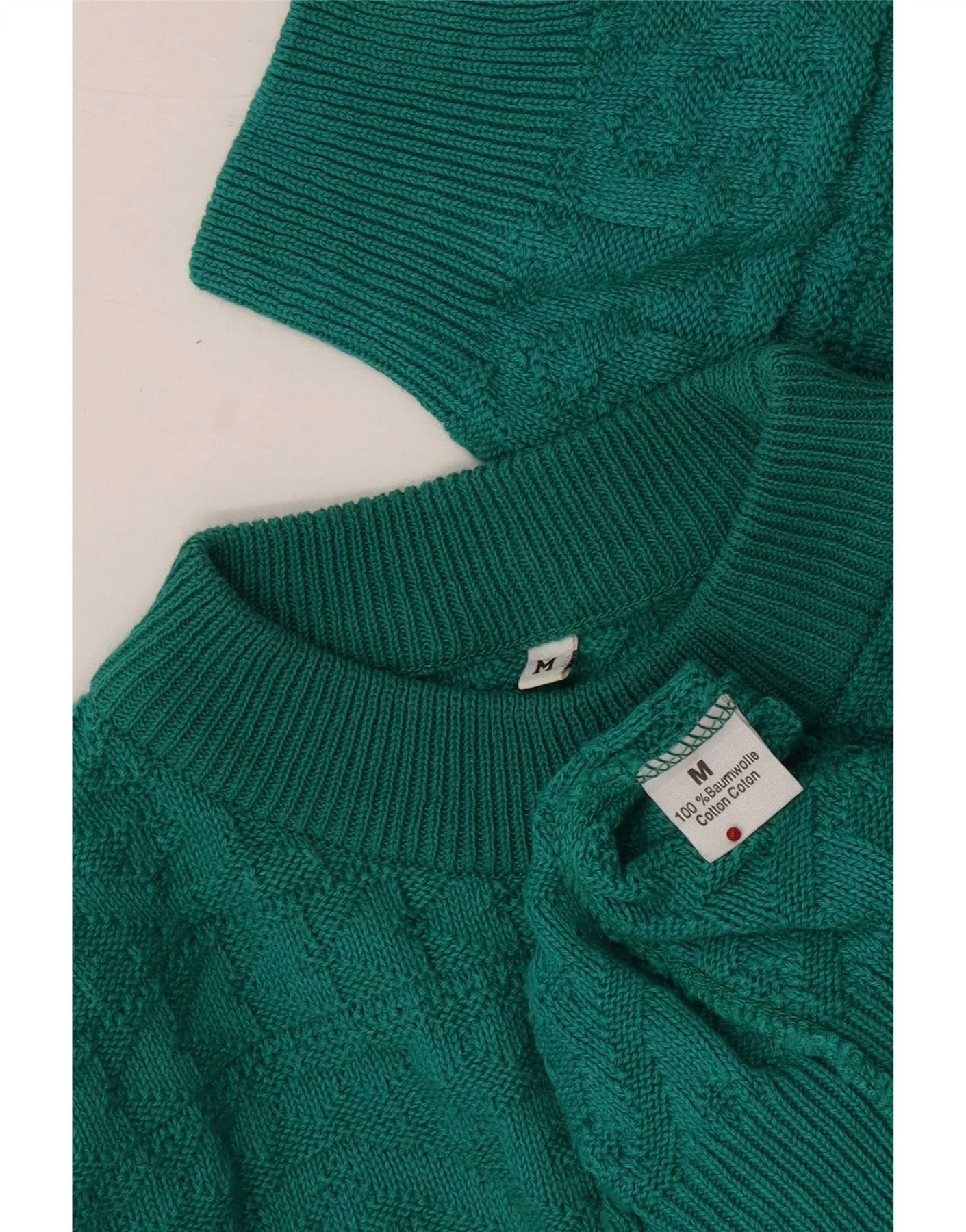 Vintage Womens Turtle Neck Jumper Sweater UK 14 Medium Green Geometric - Image 3