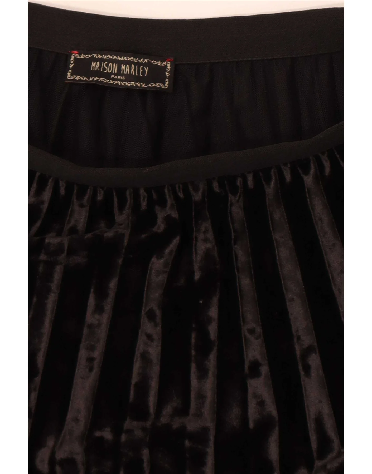 Vintage Womens Velvet Pleated Skirt W28 Medium Black - Image 3