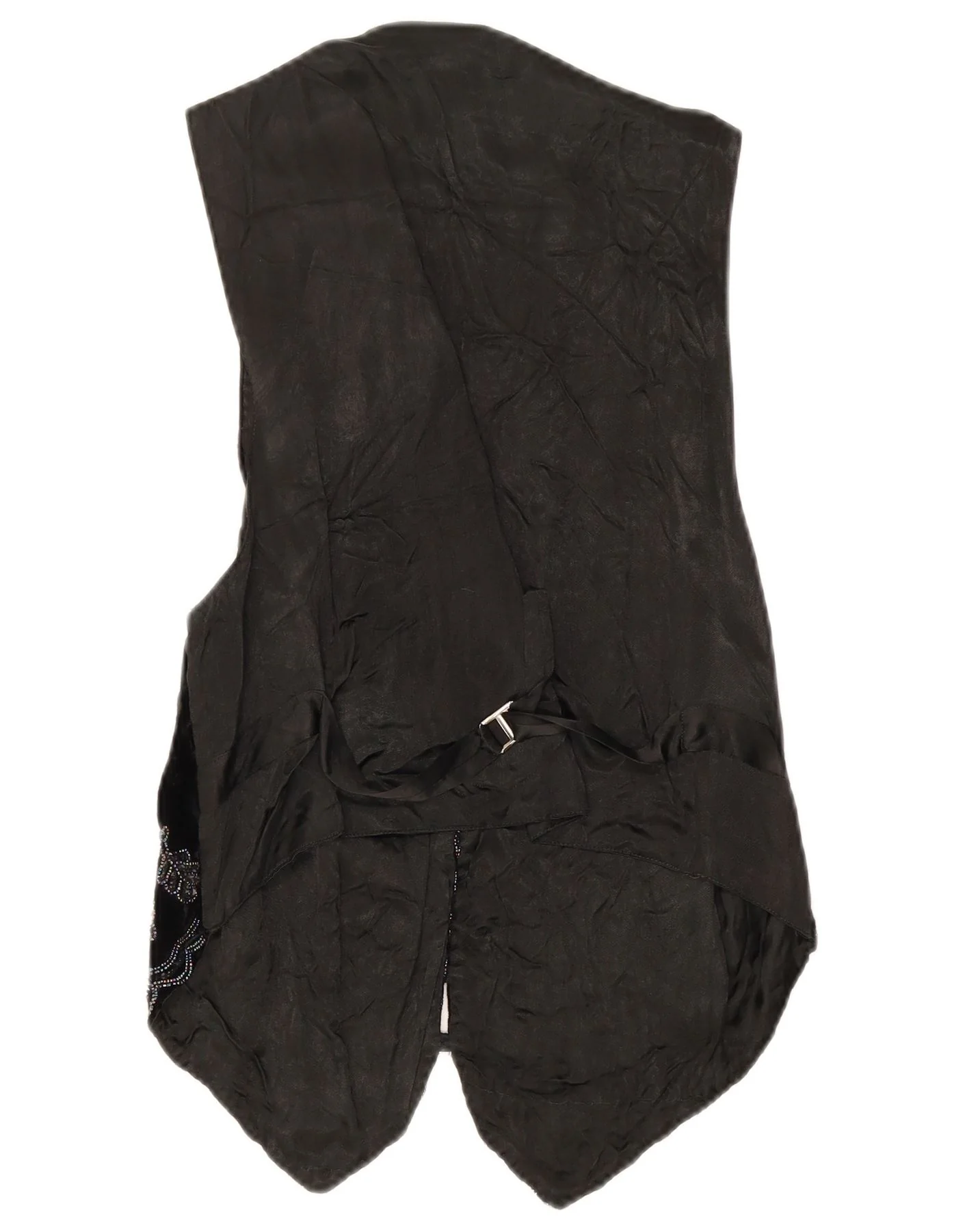 Vintage Womens Waistcoat UK 10 Small Black Floral - Image 2