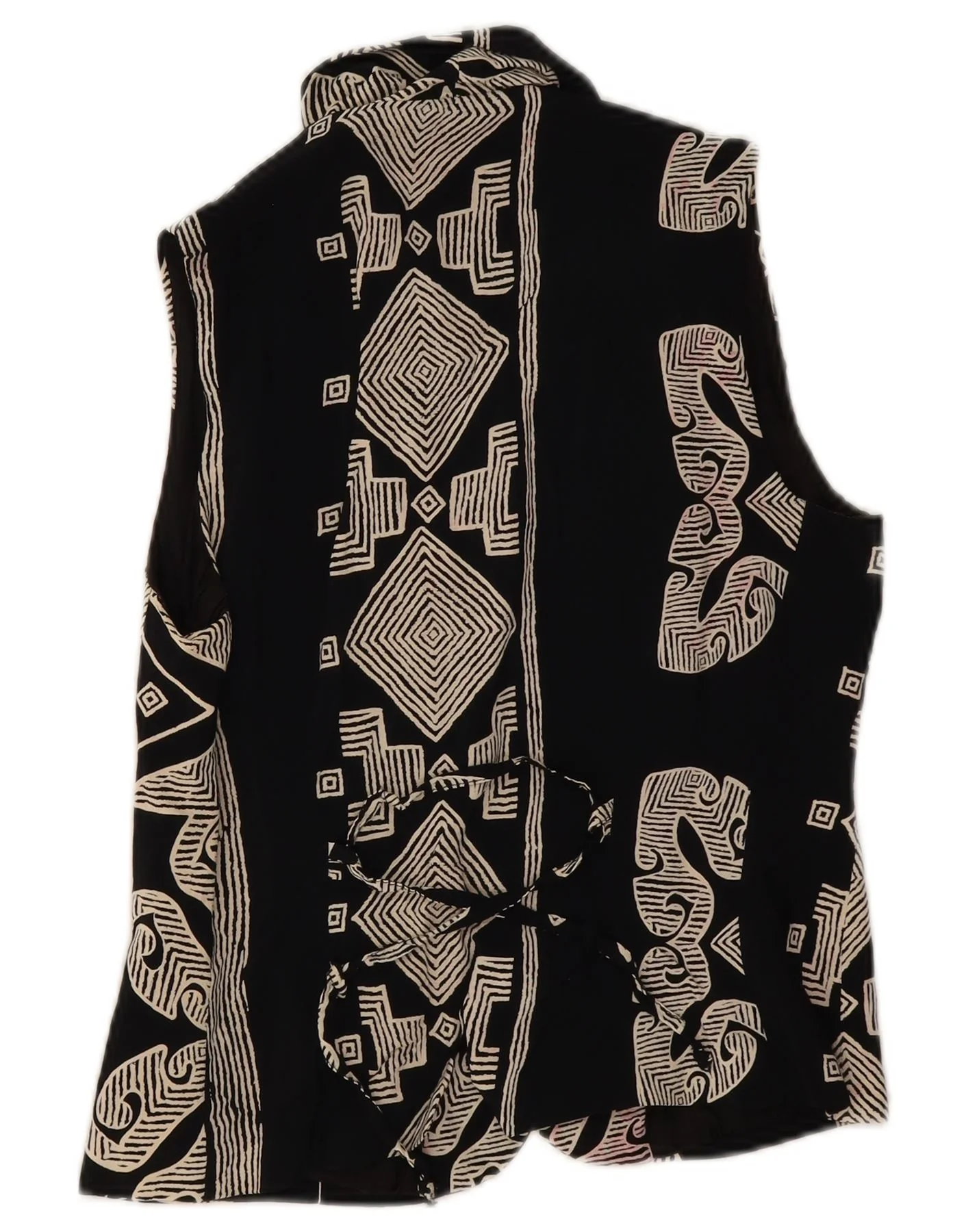 Vintage Womens Waistcoat UK 8 Small Black Geometric - Image 2