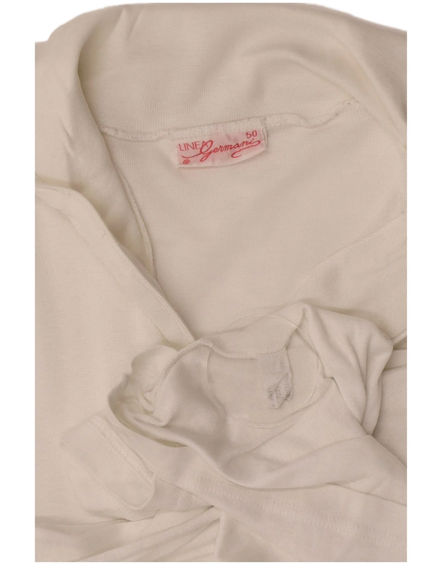 Vintage Womens Zip Neck Top Long Sleeve UK 12 Medium White Cotton - Image 5