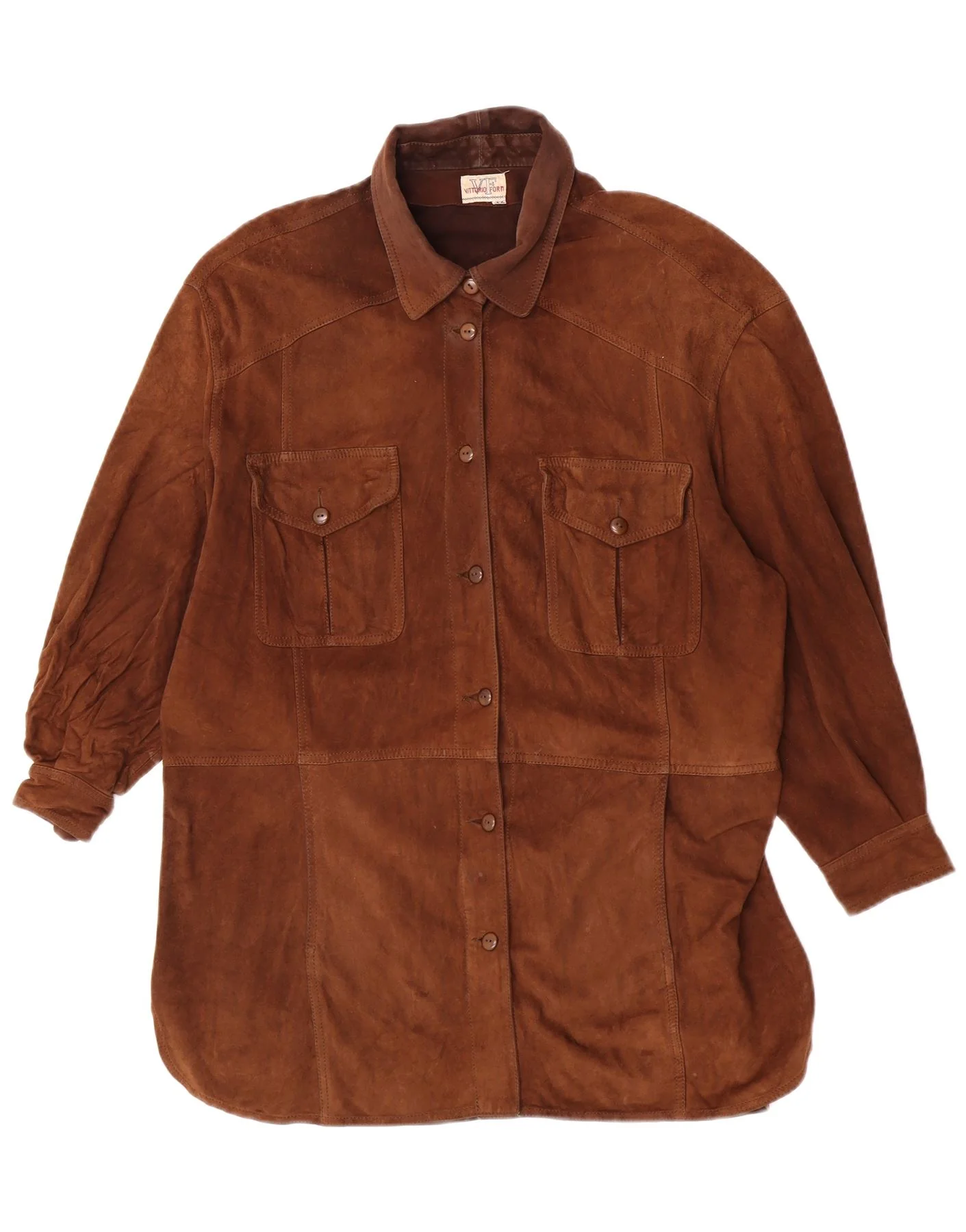 Vittorio Forti Womens Longline Overshirt Suede Shirt IT 46 Large Brown