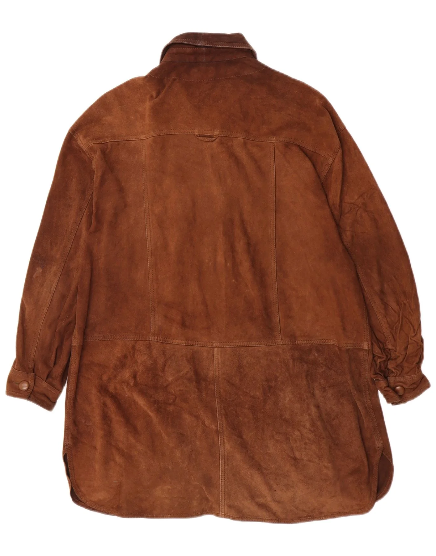 Vittorio Forti Womens Longline Overshirt Suede Shirt IT 46 Large Brown - Image 2