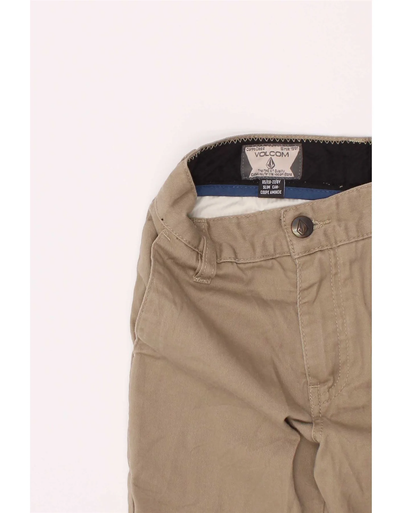 Volcom Boys Chino Shorts 7-8 Years W22 Beige Cotton - Image 4