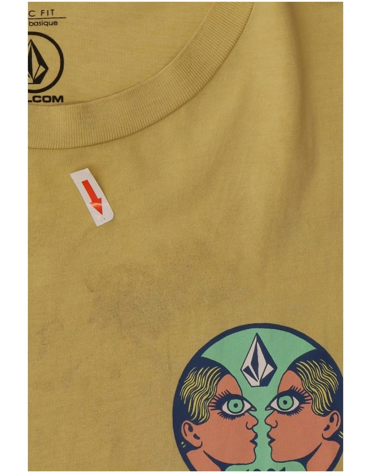 Volcom Mens Graphic T-Shirt Top Medium Yellow Cotton - Image 6