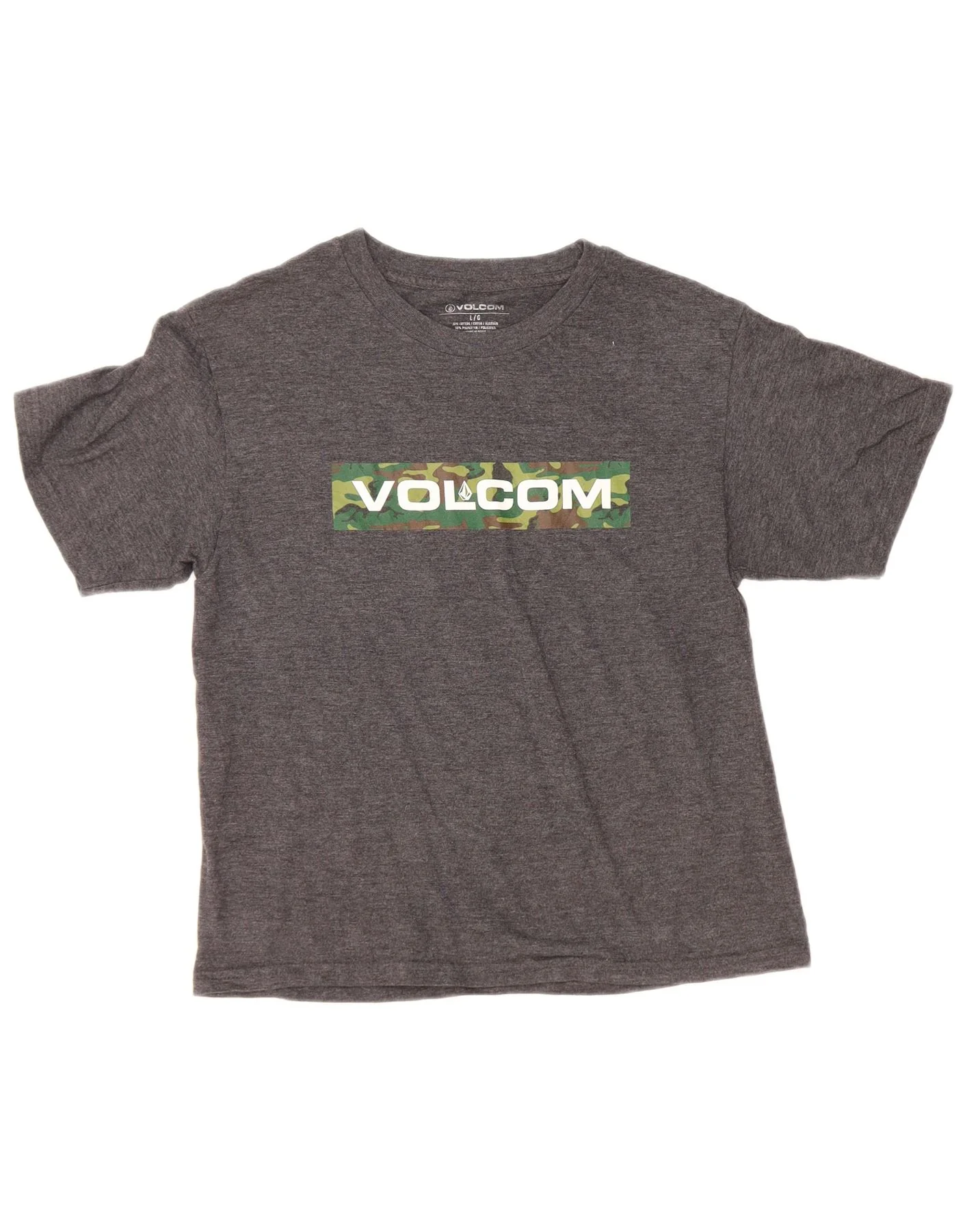 Volcom Womens Graphic T-Shirt Top UK 14 Large Grey Cotton