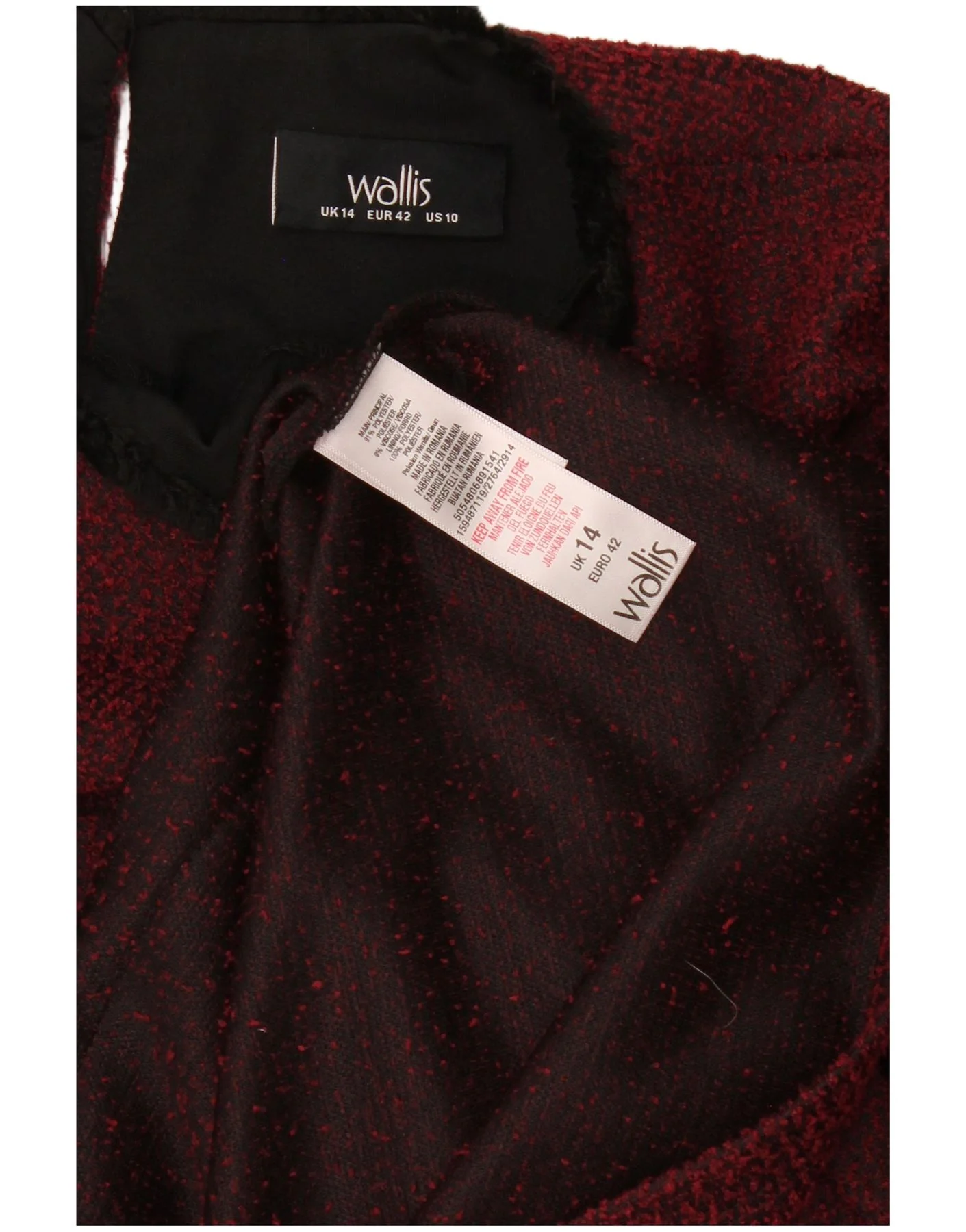 Wallis Womens Shift Dress UK 14 Large Burgundy Polyester - Image 3