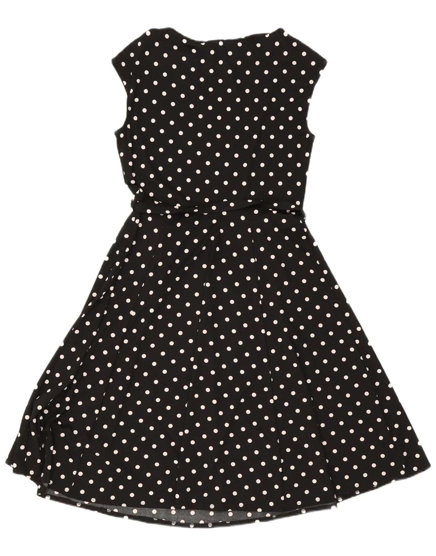 Wallis Womens Sleeveless A-Line Dress UK 12 Medium Black Polka Dot - Image 2