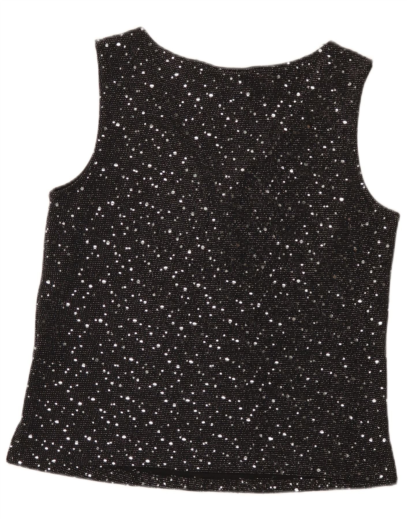 Wallis Womens Sleeveless Blouse Top UK 14 Medium Black Spotted Nylon - Image 2
