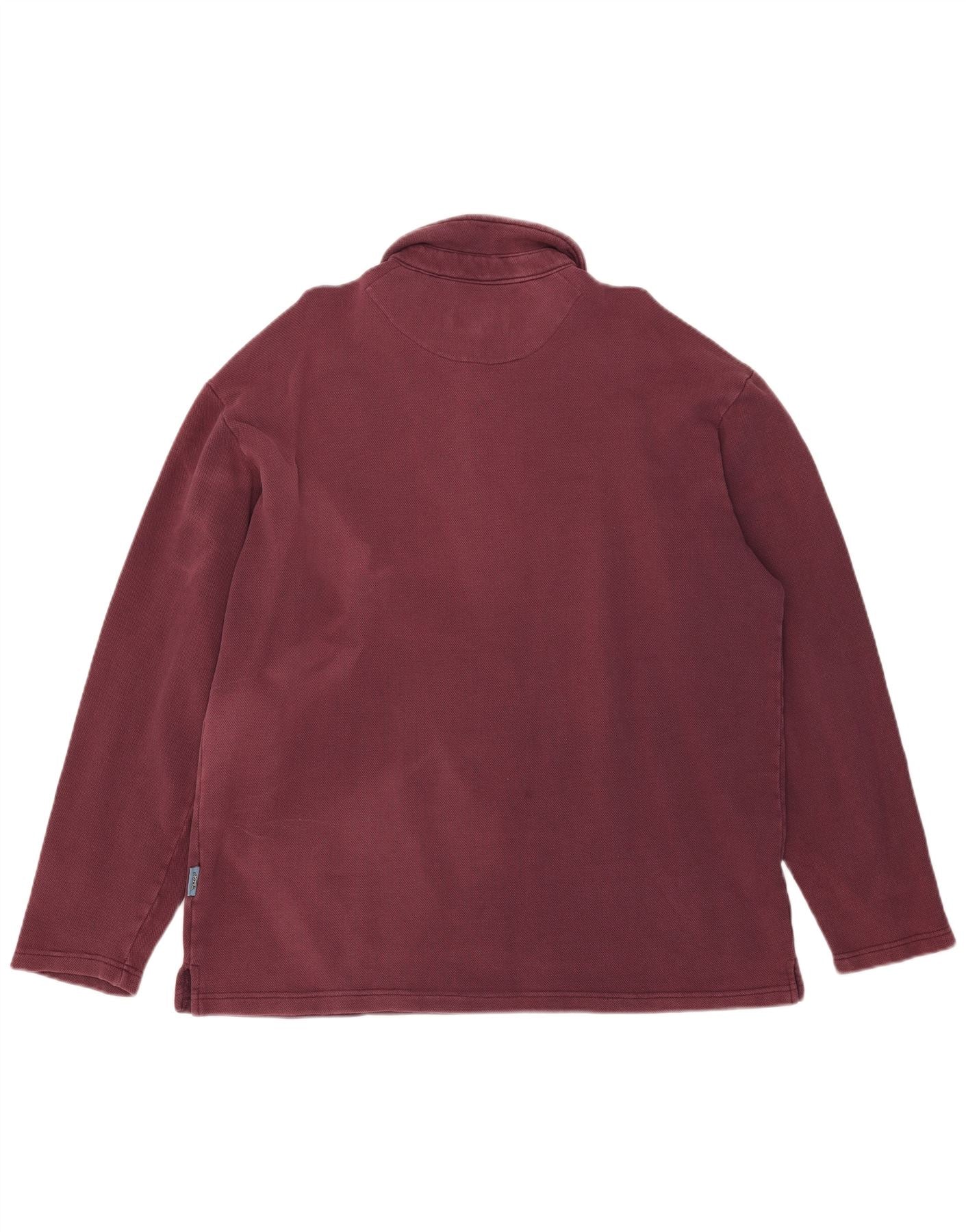 Weird Fish Mens Long Sleeve Rugby Polo Shirt XL Burgundy Cotton - Image 2