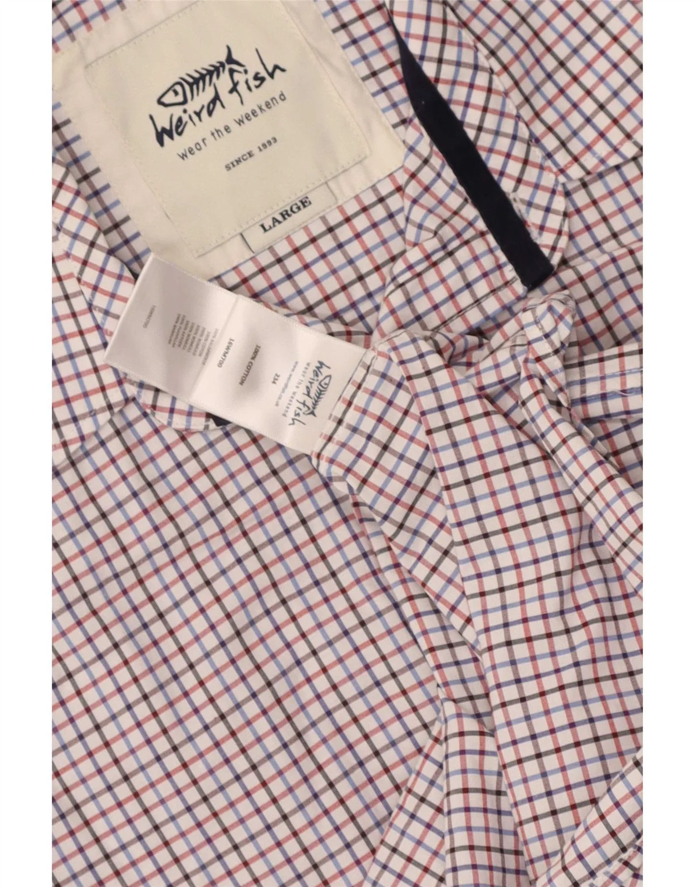 Weird Fish Mens Short Sleeve Shirt Large Multicoloured Check Cotton - Image 3