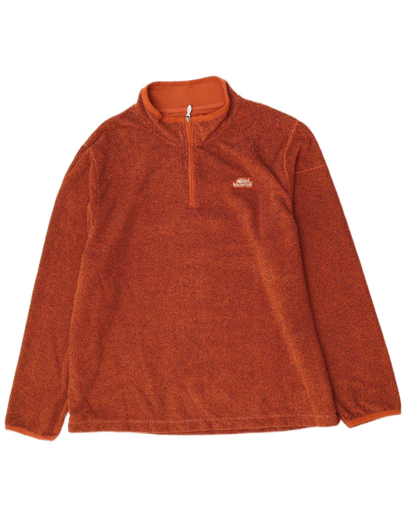Weird Fish Mens Zip Neck Fleece Jumper 4XL Brown Polyester