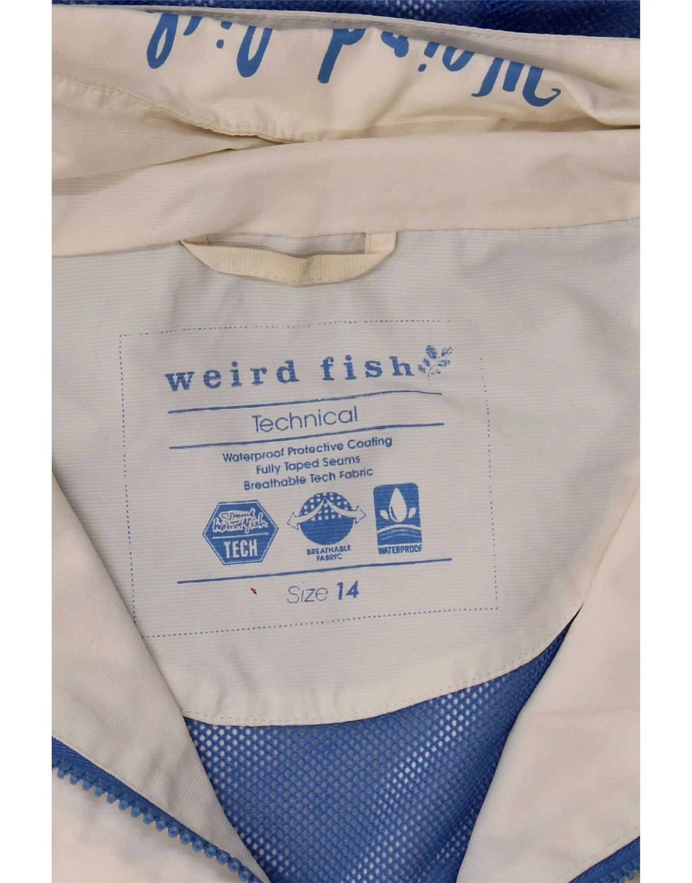 Weird Fish Womens Hooded Rain Jacket UK 14 Large White Colourblock Nylon - Image 4