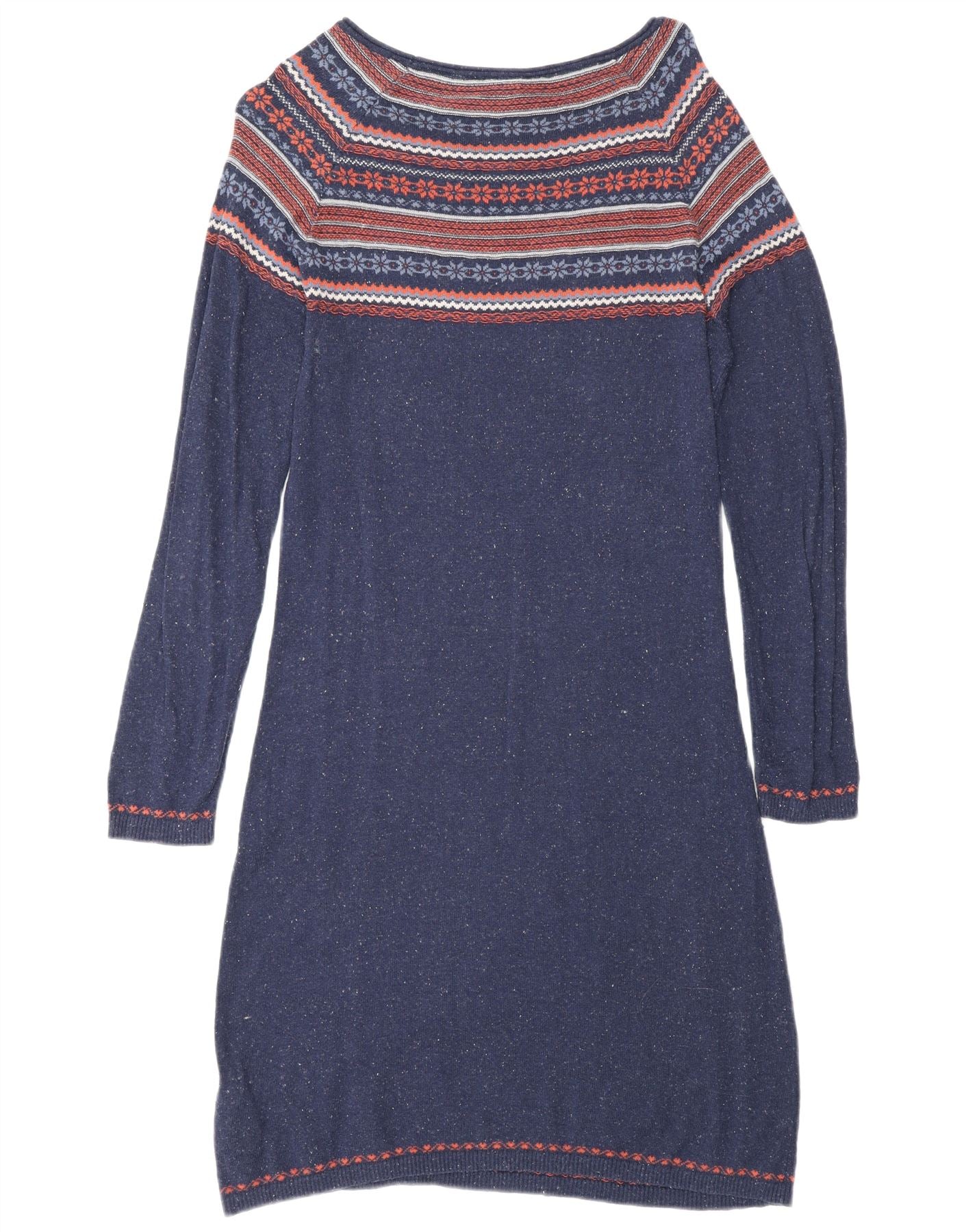Weird Fish Womens Jumper Dress UK 12 Medium Blue Fair Isle Viscose - Image 2