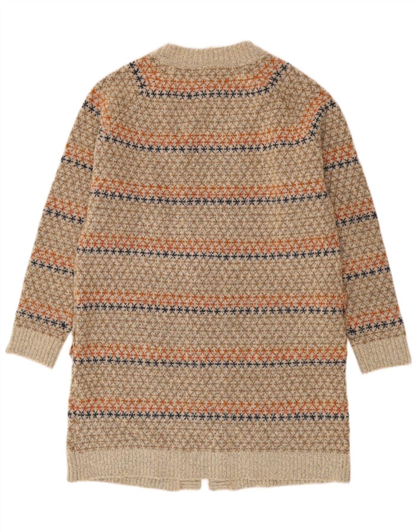 Weird Fish Womens Longline Cardigan Sweater UK 12 Medium Beige Geometric - Image 2
