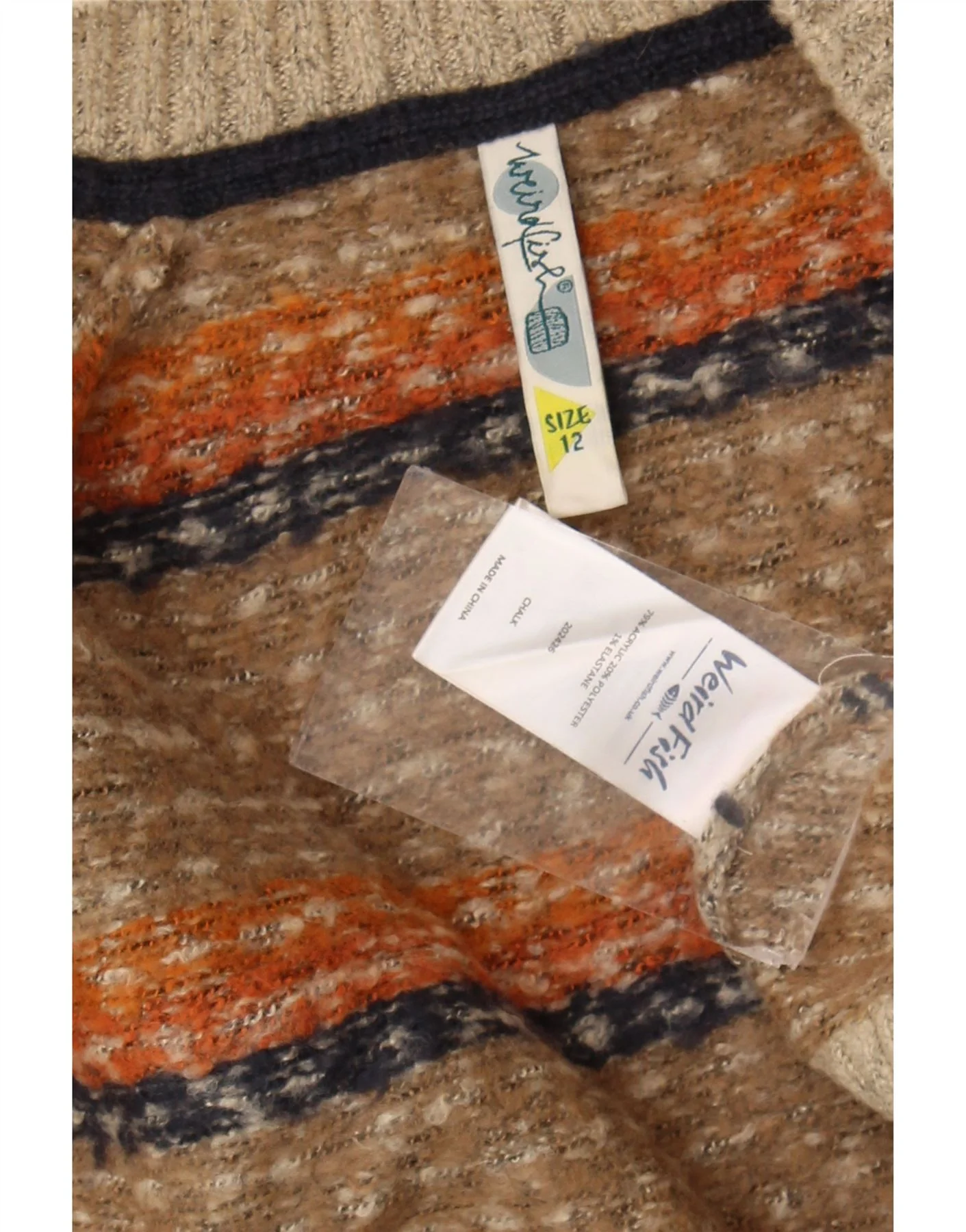 Weird Fish Womens Longline Cardigan Sweater UK 12 Medium Beige Geometric - Image 3