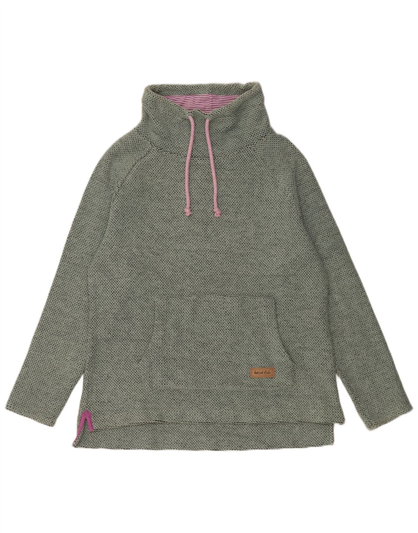 Weird Fish Womens Sweatshirt Jumper UK 16 Large Green Cotton