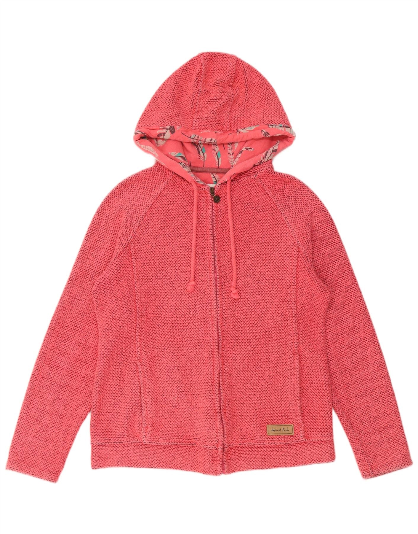 Weird Fish Womens Zip Hoodie Sweater UK 10 Small Pink Cotton