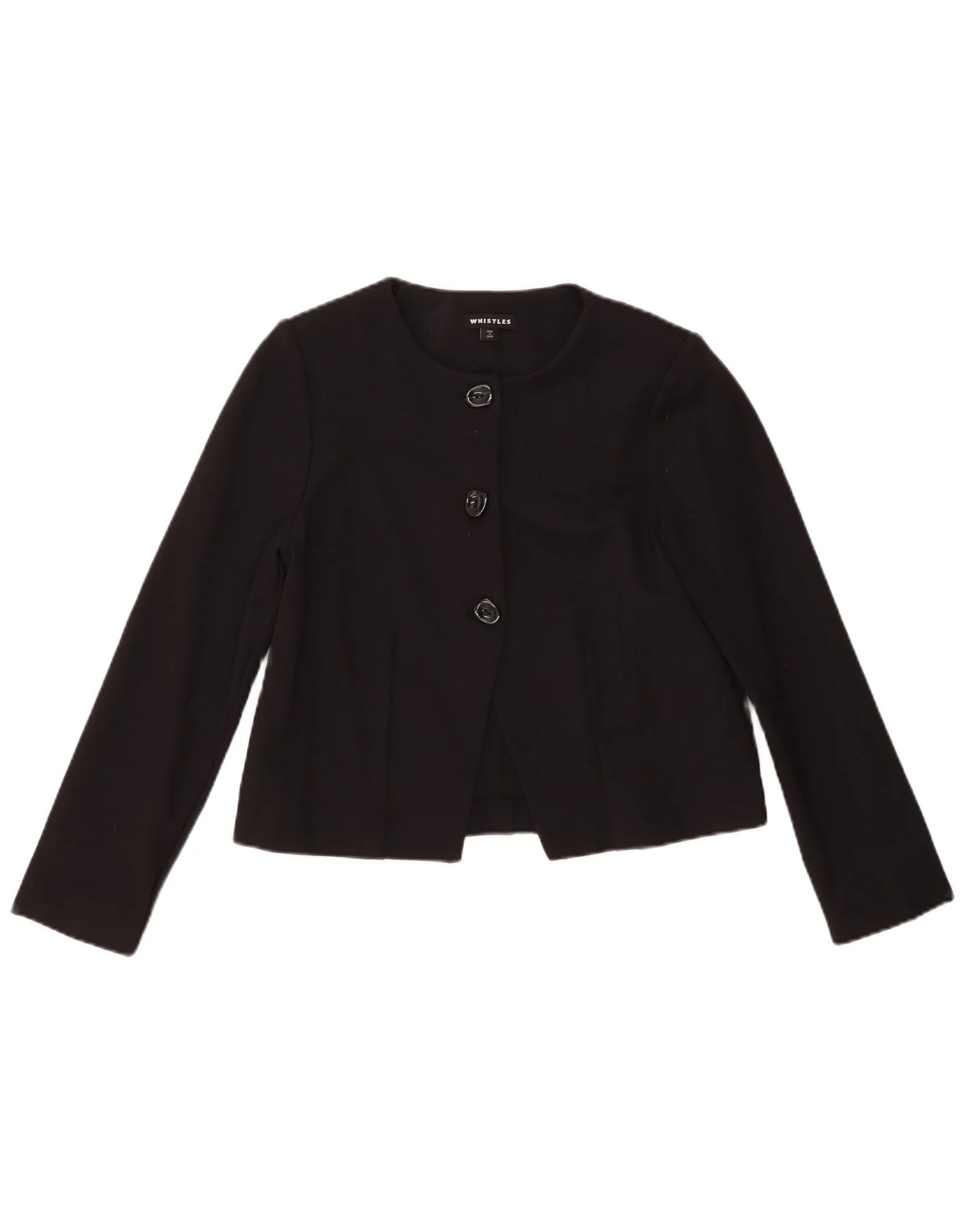 Whistles Womens Crop 3 Button Blazer Jacket UK 10 Small Black Viscose