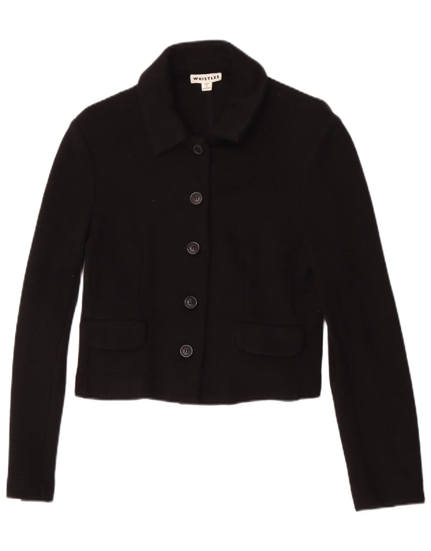 Whistles Womens Crop Cardigan Sweater UK 10 Small Black Cotton