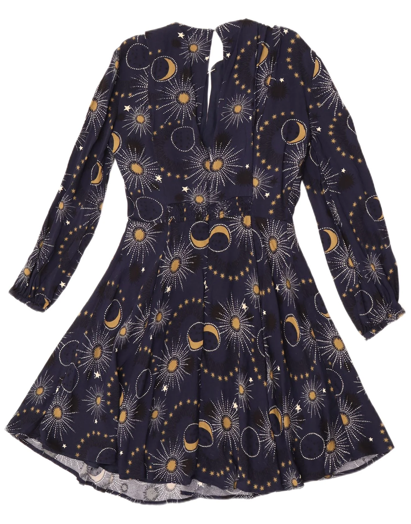 Whistles Womens Long Sleeve A-Line Dress UK 6 XS Navy Blue Floral Viscose - Image 2