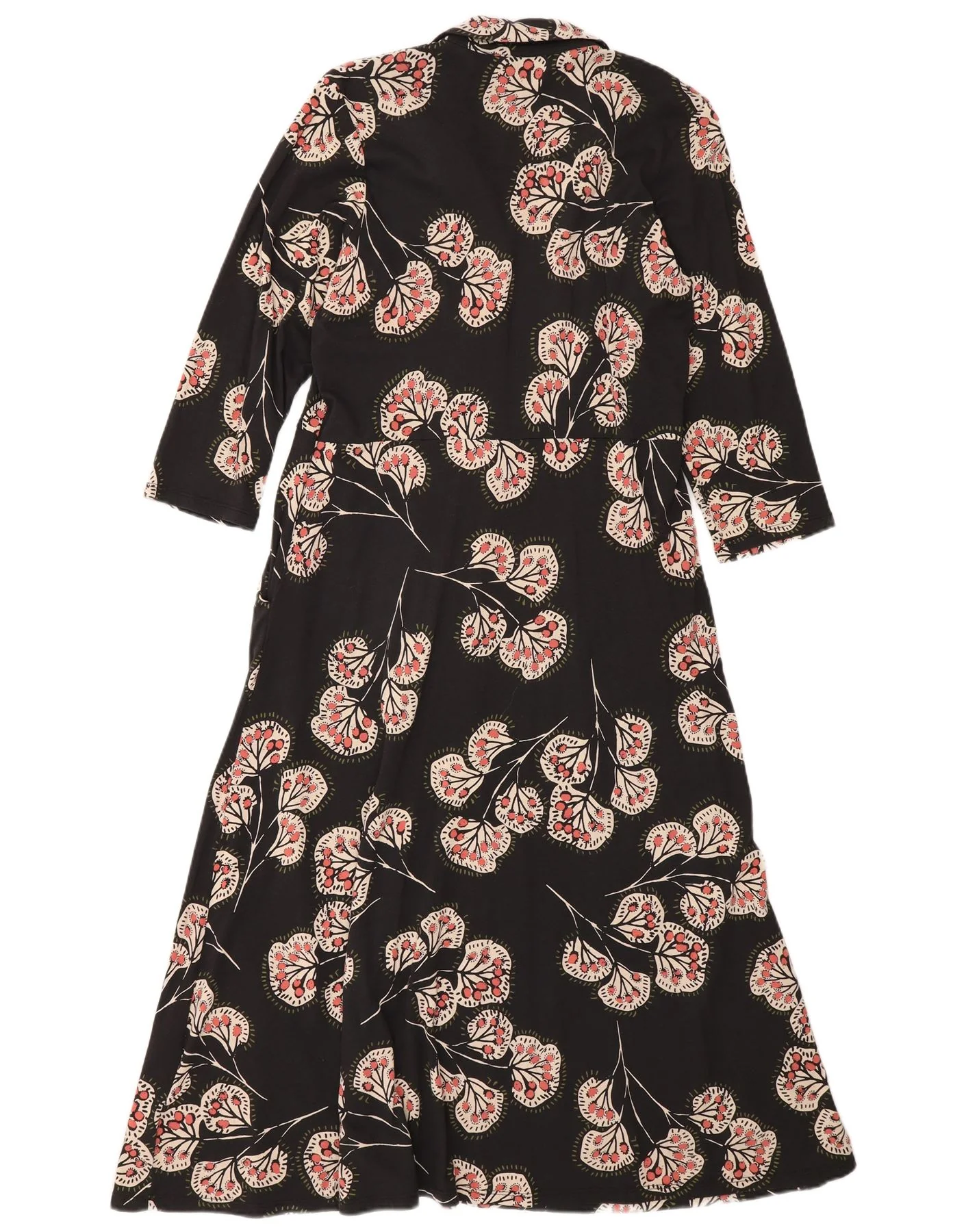 White Stuff Womens 3/4 Sleeve Maxi Shirt Dress UK 12 Medium Black Floral - Image 2