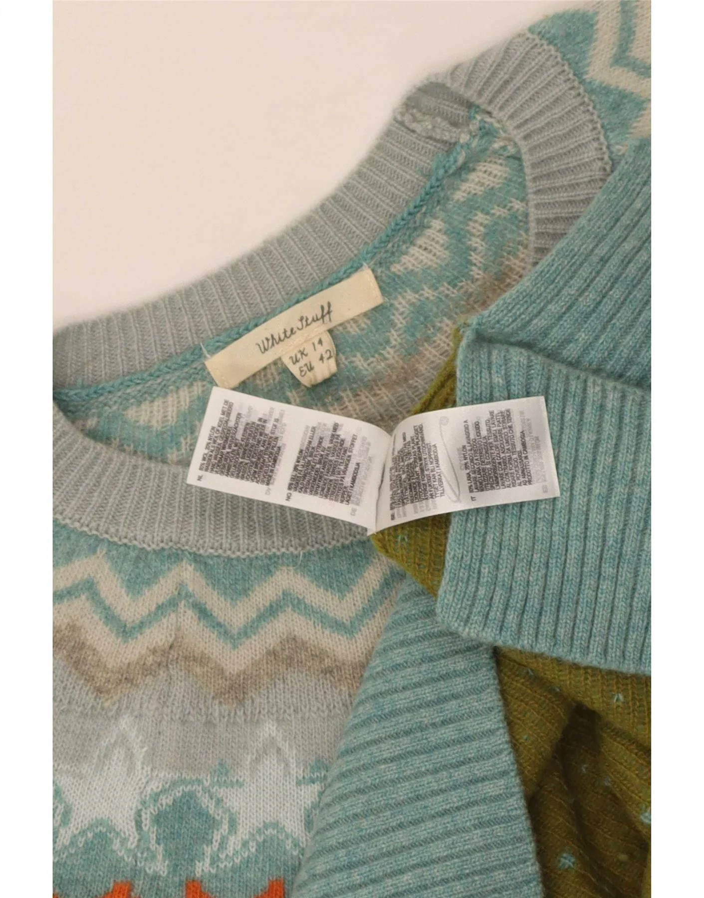 White Stuff Womens Boat Neck Jumper Sweater UK 14 Large Blue Fair Isle Wool - Image 3