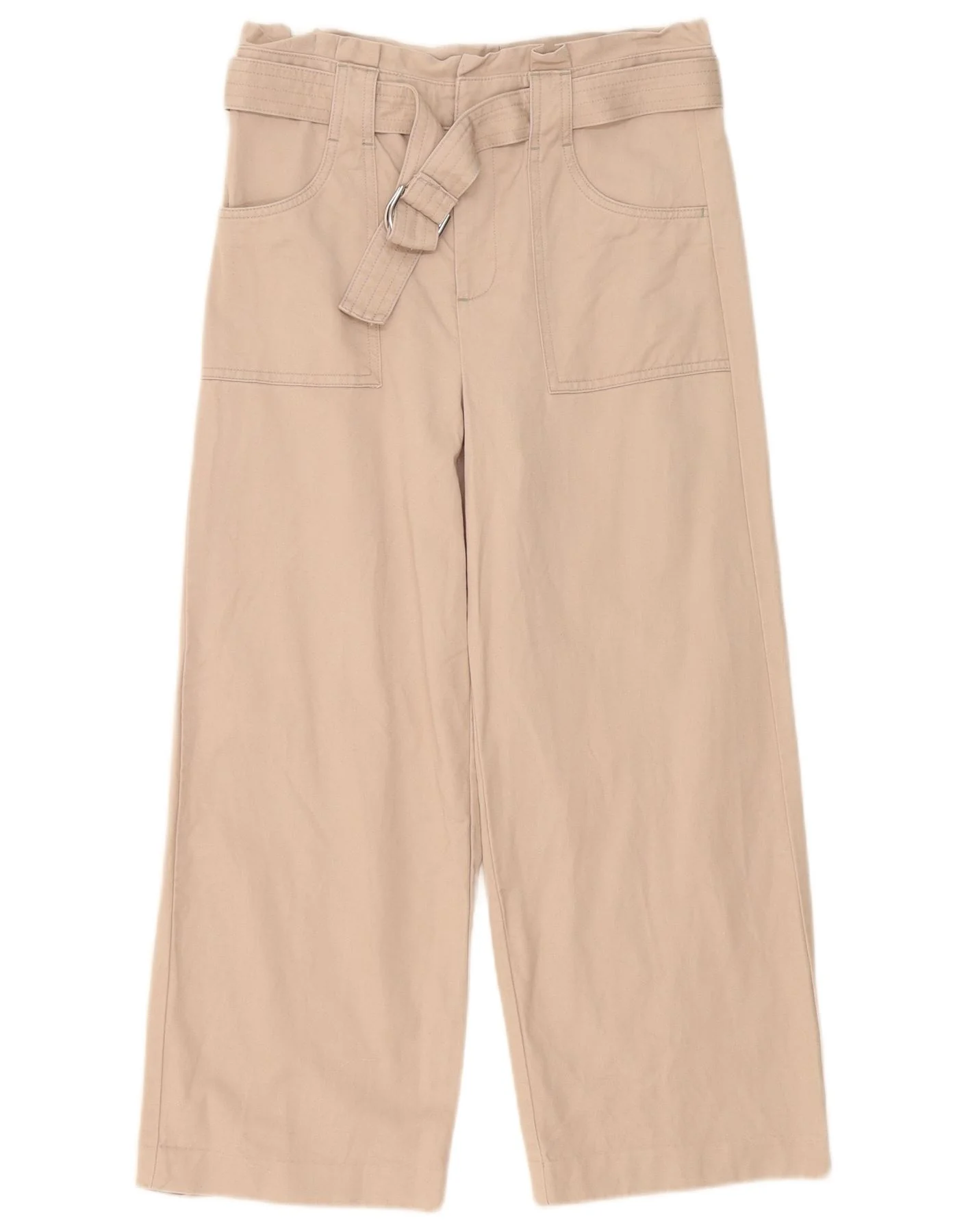 White Stuff Womens High Waist Cropped Trousers UK 8 Small W30 L24 Beige