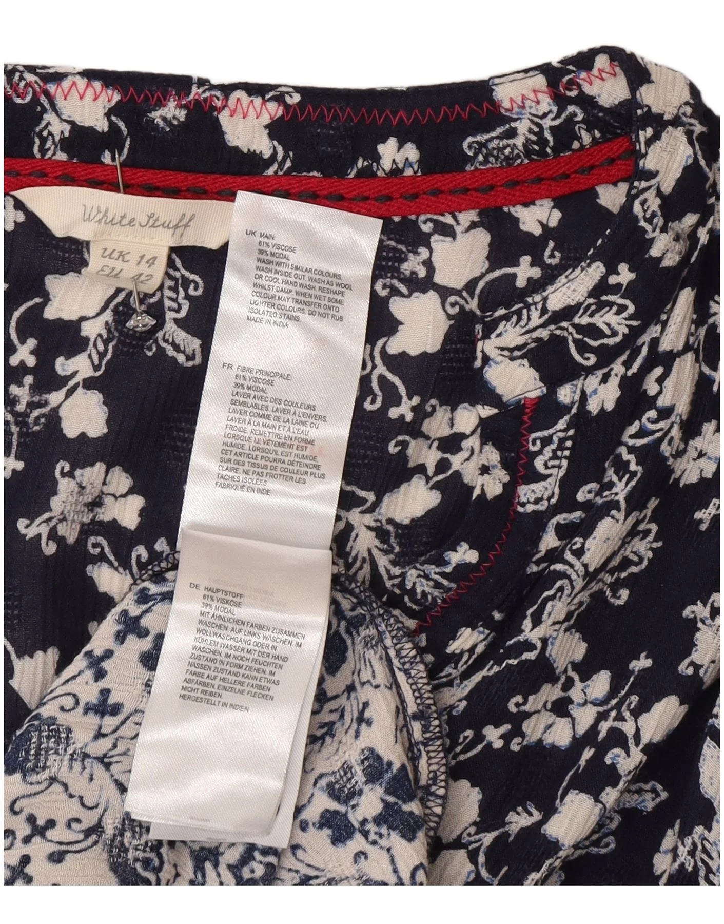 White Stuff Womens Maxi Tiered Dress UK 14 Large Navy Blue Floral Viscose - Image 3