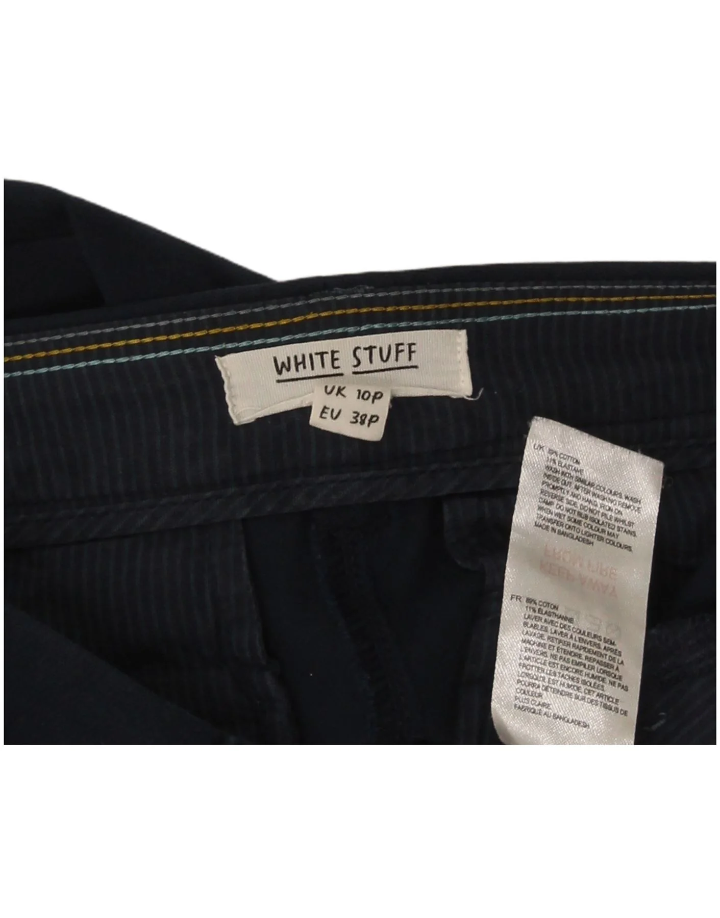 White Stuff Womens Petite Casual Trousers UK 10 Small W28 L25 Navy Blue - Image 3