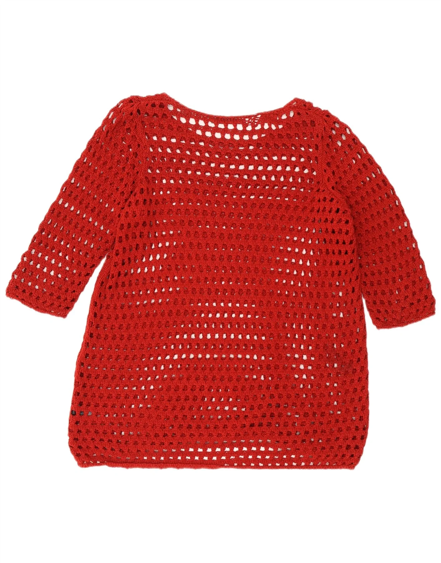 Womens 3/4 Sleeve Crochet Jumper Dress UK 24 4XL Red Acrylic - Image 2