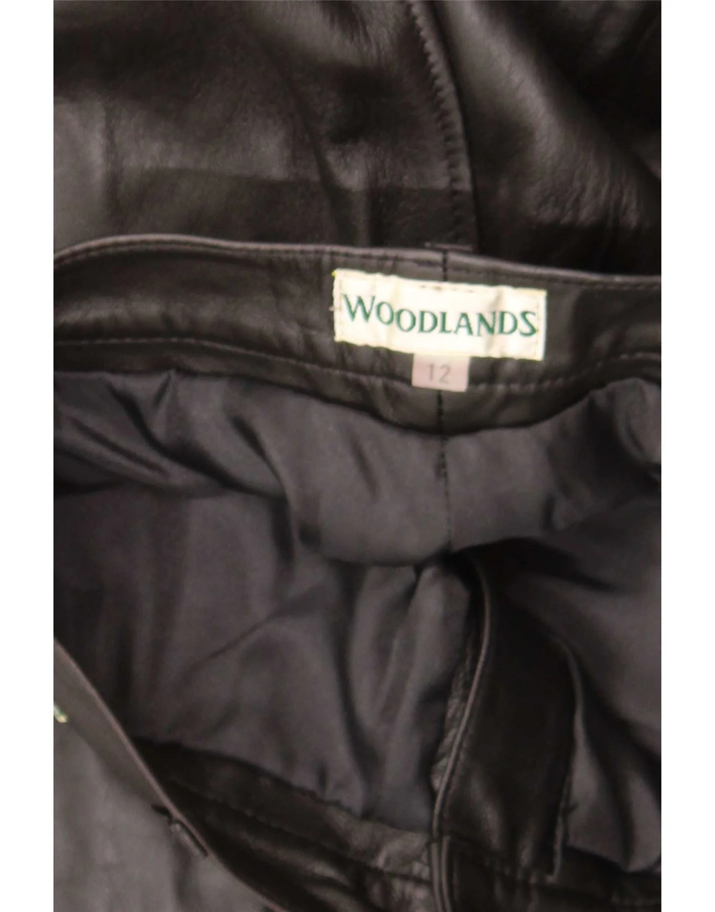 Woodlands Womens High Waist Leather Trousers UK 12 Medium W26 L33 Black - Image 4